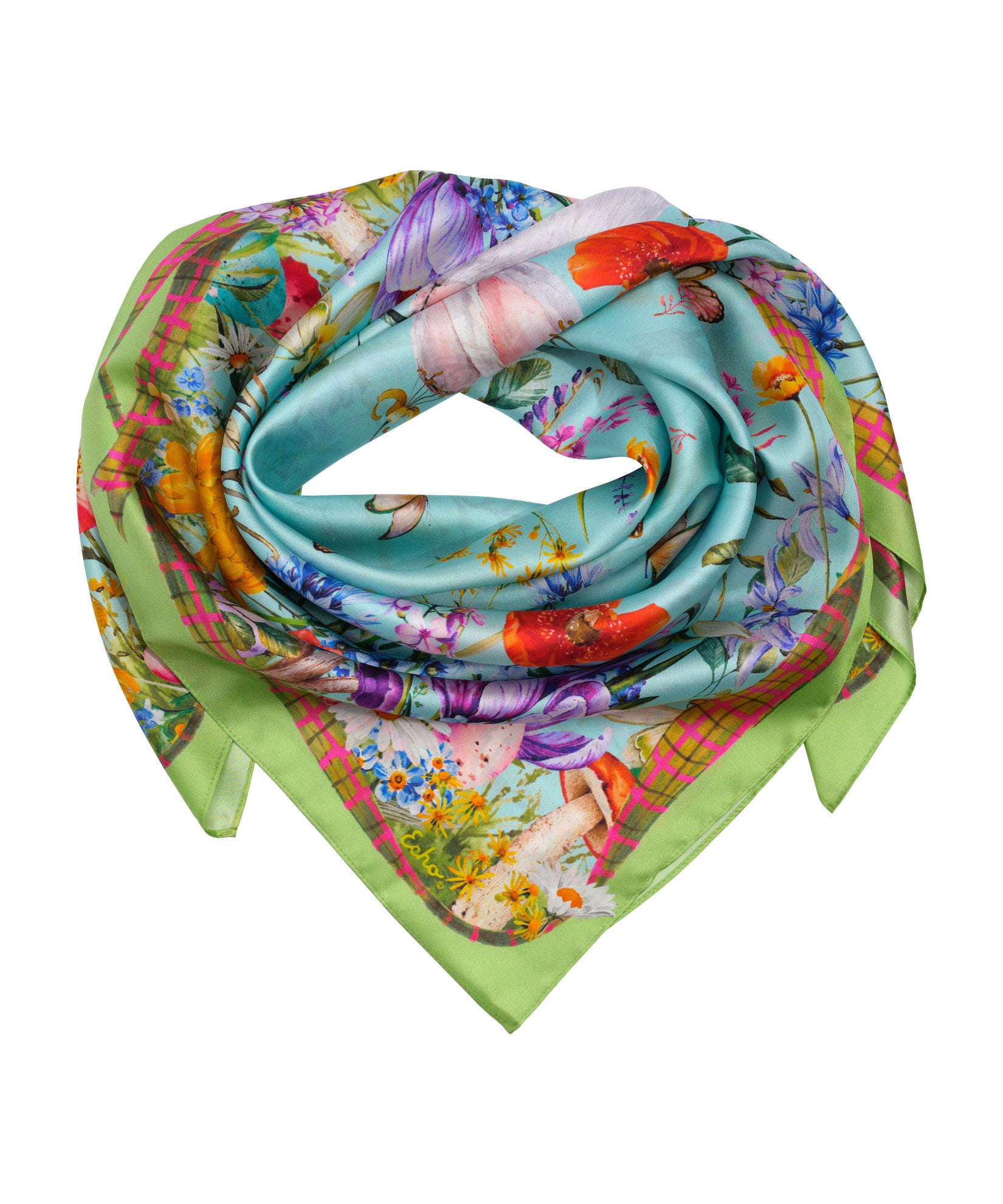 Spring Bounty 35 Silk Square Scarf - Premium Fashion Accessory for Women, Elegant Floral Print, Lightweight & Breathable - Perfect for Office, Parties & Travel