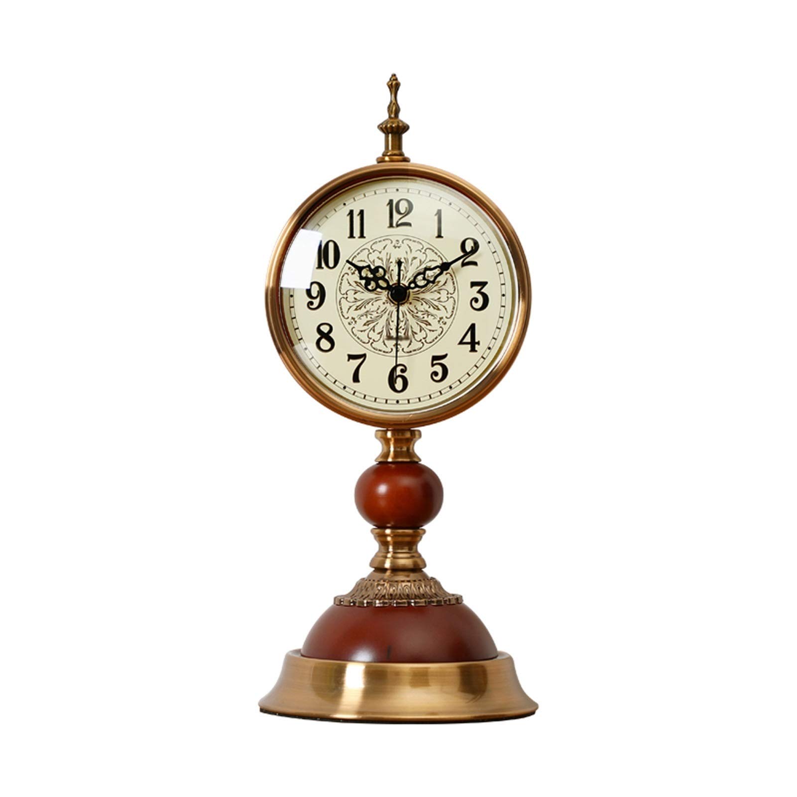 Retro Metal Alarm Clock - 15.3 Inch Silent Battery-Operated Desk Clock for Bedroom, Office & Mantel | Perfect Gift for Friends & Home Decor | Vintage Style Table Clock for Nightstand, Bookshelf & Office Desk