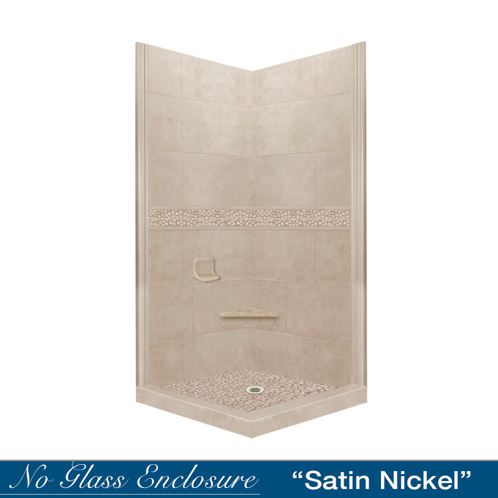 Pebble Brown Sugar Corner Shower Enclosure Kit - Waterproof Bathroom Shower Screen with Tempered Glass - Perfect for Small Bathrooms & Modern Home Decor