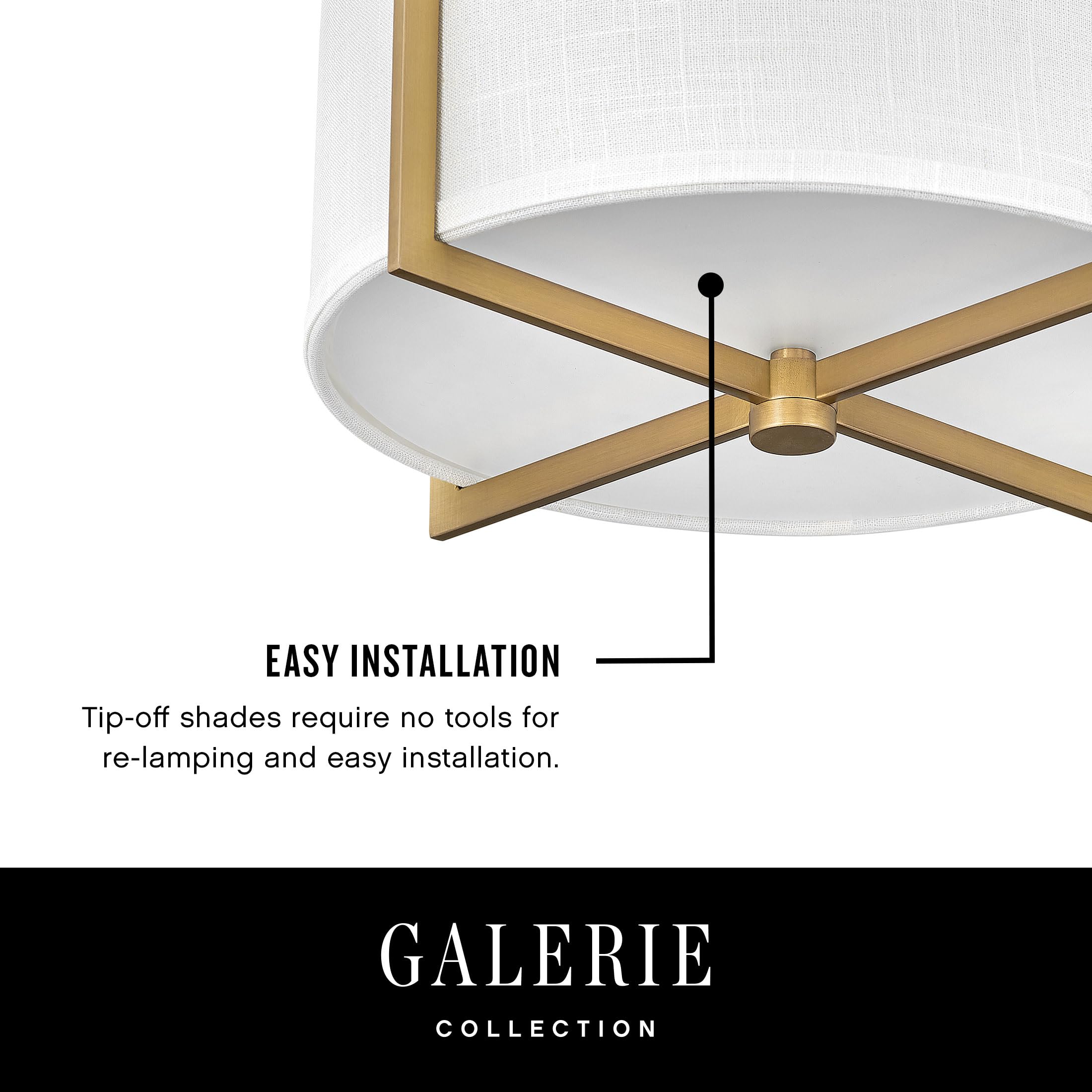 Hinkley Axis Two Light LED Semi-Flush Mount Ceiling Fixture - Galerie Collection with Black Finish & Heathered Gray Slub Shade - Perfect for Bedroom, Living Room, and Hospitality Spaces