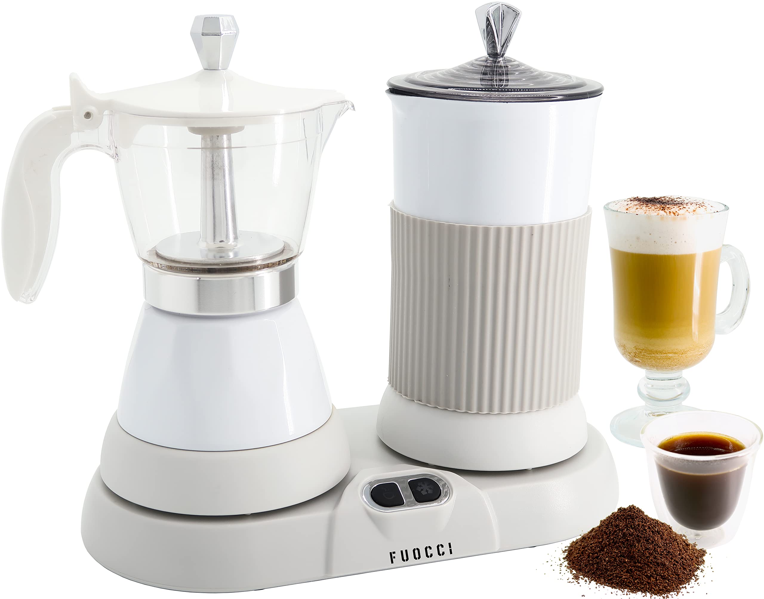 Premium Electric Espresso Maker with Milk Frother - 3-Cup Italian Moka Pot for Cappuccino, Latte & Macchiato - Modern Electric Cuban Coffee Machine for Home & Office Use - Perfect for Breakfast, Entertaining & Coffee Lovers