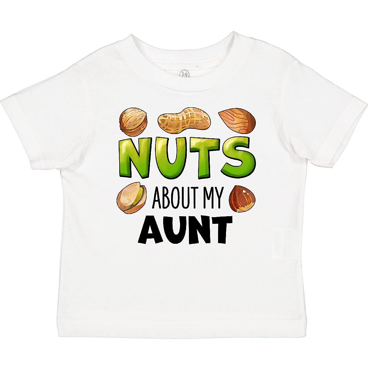 Inktastic 'Nuts About My Aunt' Peanut Almond Pistachio Baby T-Shirt - Cute Funny Aunt Gift for Baby Shower & Family Reunions