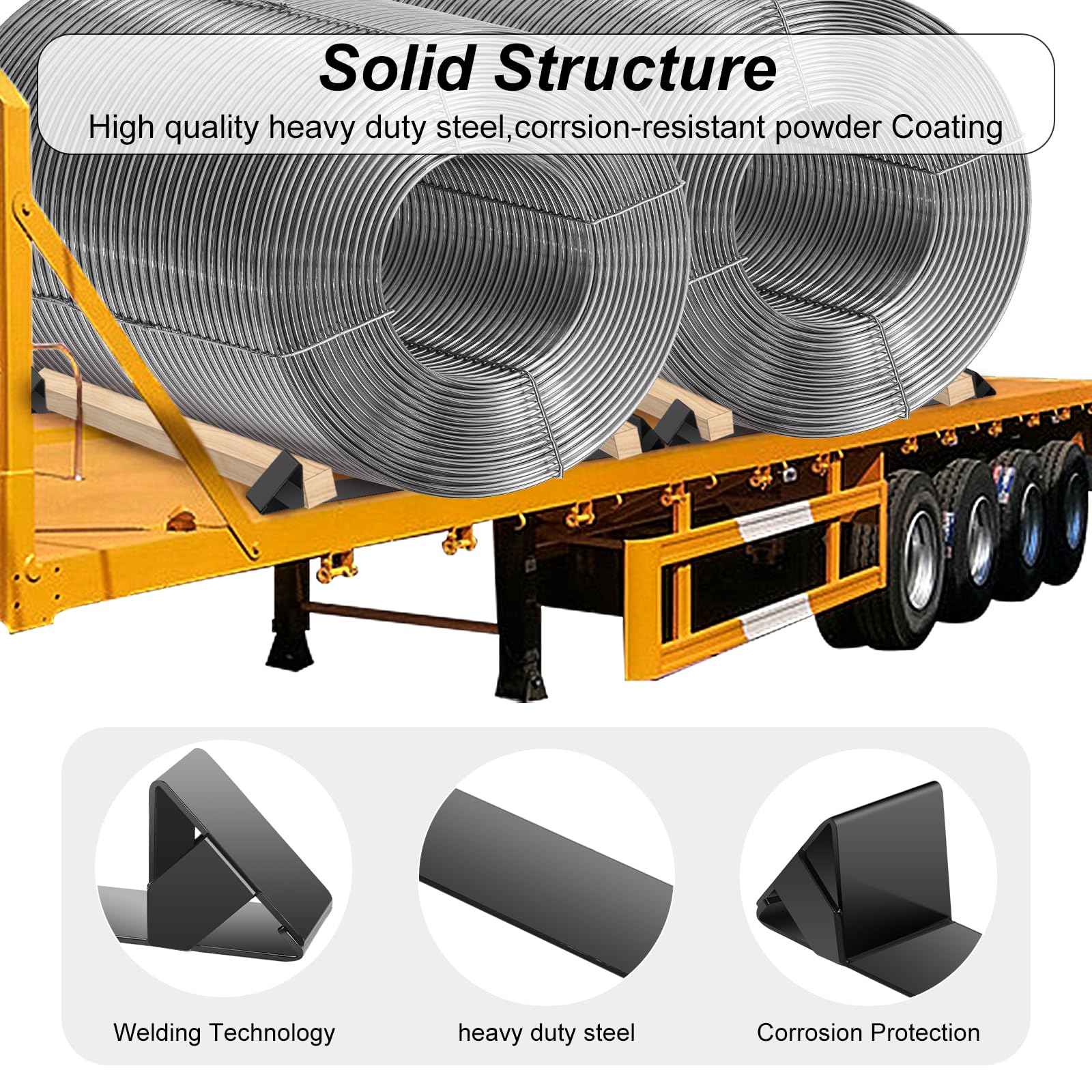 Heavy Duty Steel Coil Chock/Bunk/Rack - 33 Inch Flatbed Trailer Coil Rack (10 Pack) - Secure Cargo Transport for Construction & Industrial Use