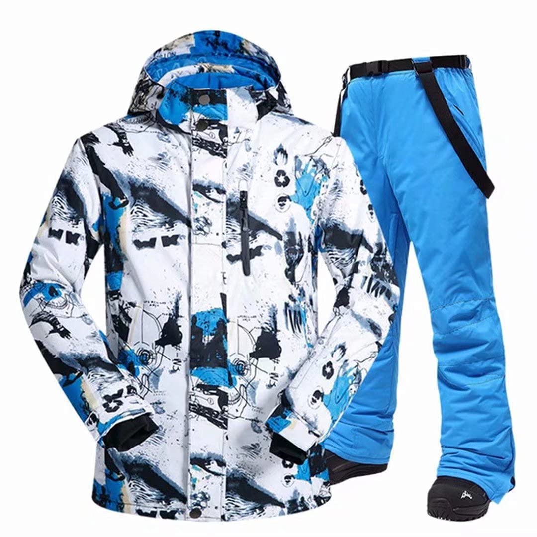 Men's Waterproof Ski Snowboarding Jacket & Pants Set - Winter Warm Mountain Snow Coat & Bibs for Outdoor Sports & Cold Weather Adventures
