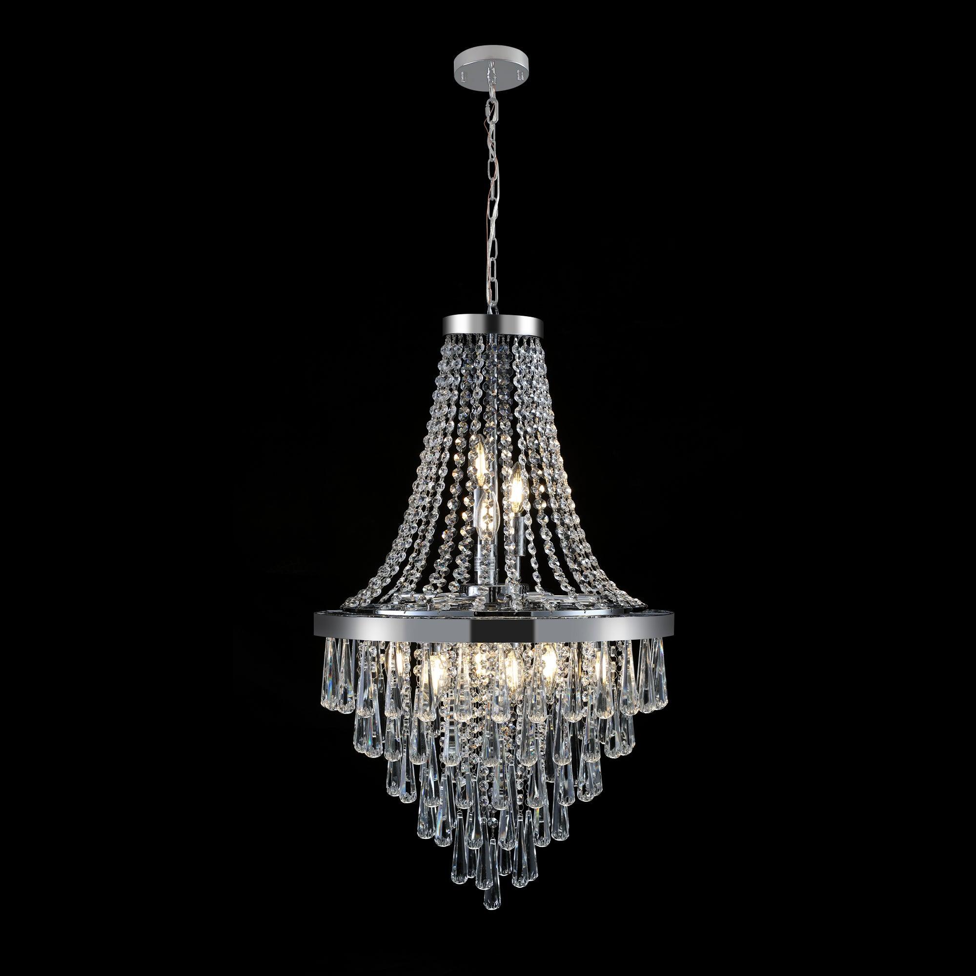 Modern Luxury Chromium Crystal Chandelier - Large Contemporary Ceiling Light Fixture for Dining Room & Foyer (Bulb Not Included) | Elegant Home Lighting Decor