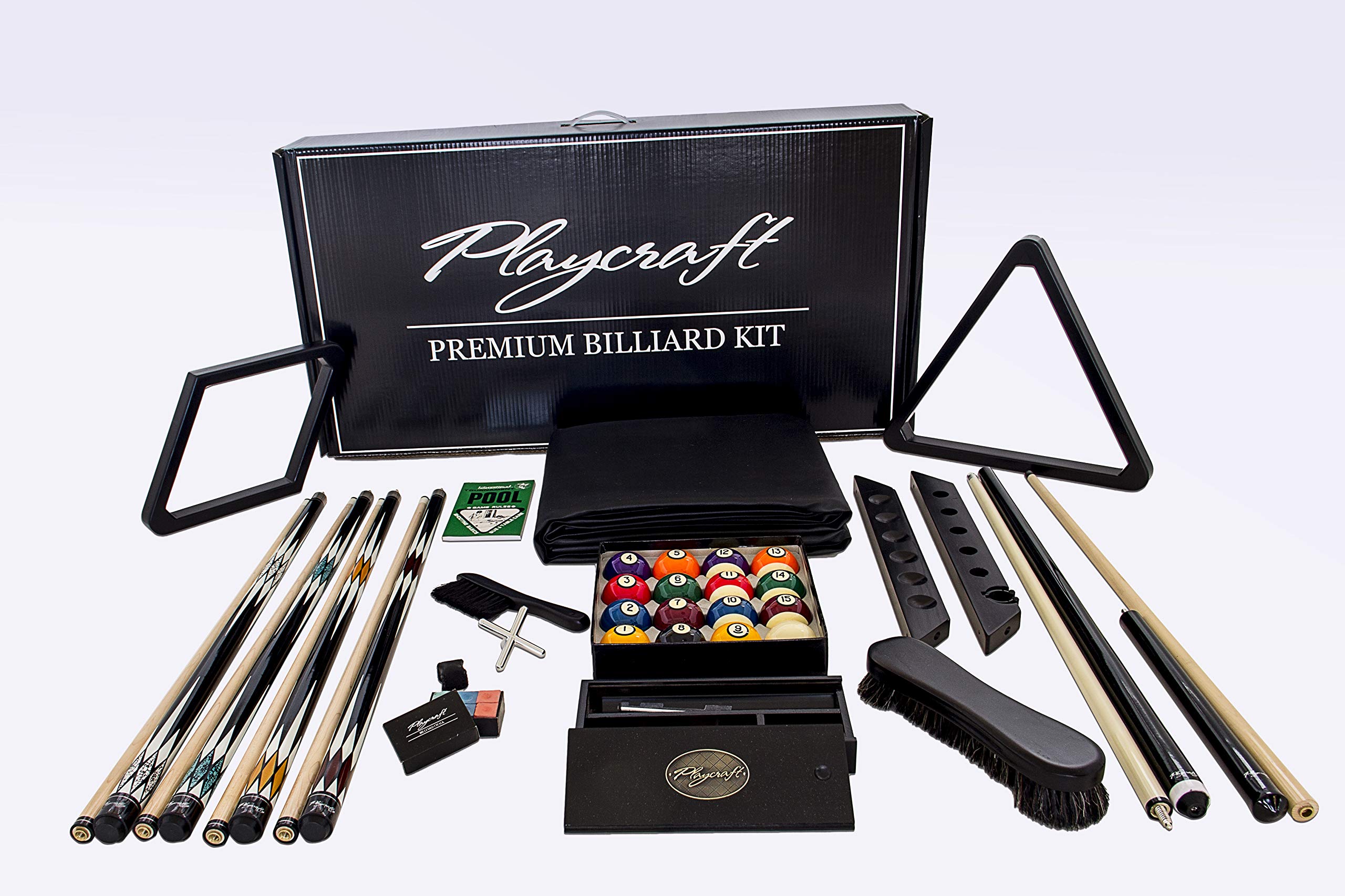 Premium Playcraft Billiard Set - 8-Piece Pool Table Accessories Kit for Home & Game Room Entertainment