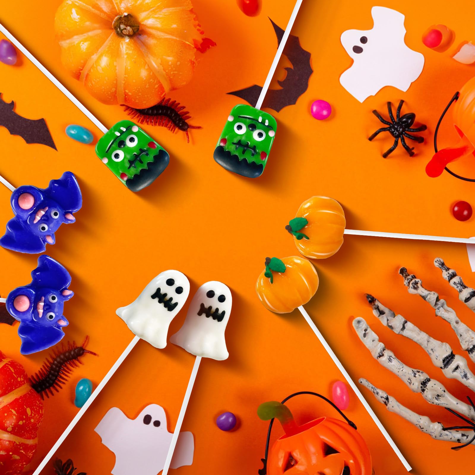 Halloween Lollipop Suckers Candy 24 Pack - Assorted Spooky Shapes (Pumpkin, Green Monster, Bat) - Individually Wrapped for Trick or Treat, Party Favors, Goody Bags & Halloween Celebrations