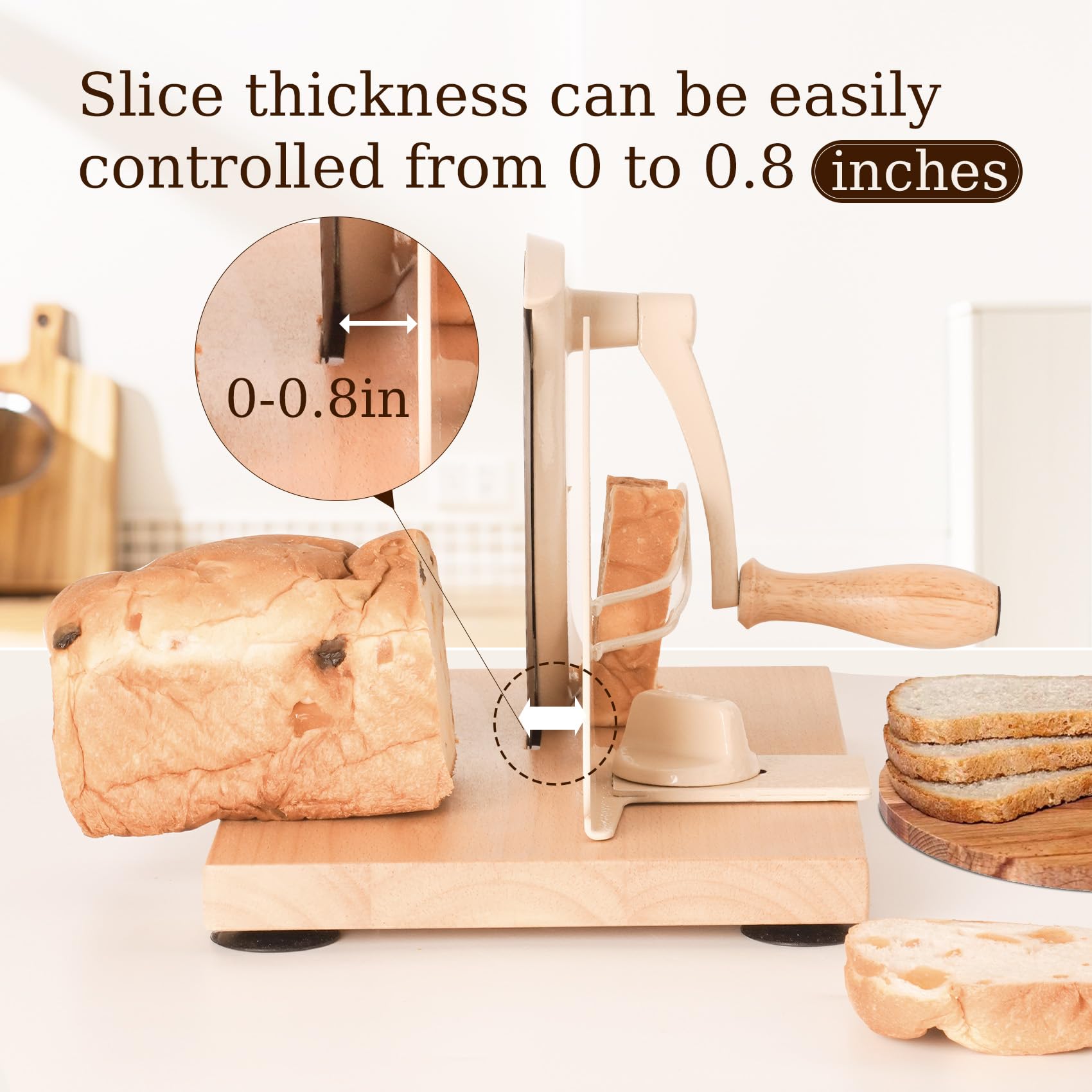 Premium Manual Bread Slicer for Homemade Sourdough & Artisan Bread - Adjustable Thickness Stainless Steel Blade - Ideal for Kitchens, Bakeries & Supermarkets - Perfect for Slicing Fresh Bread, Sandwiches & Toast Preparation