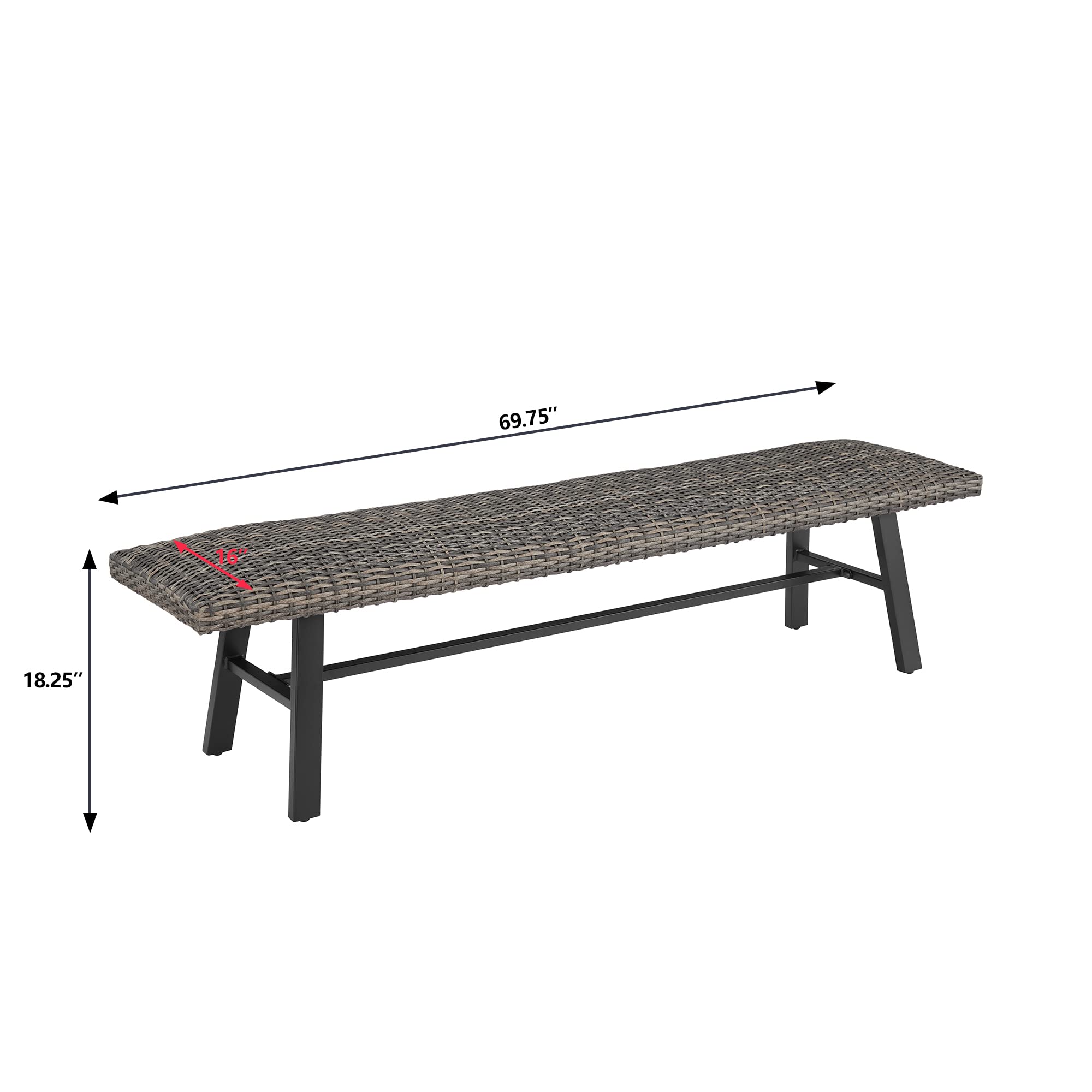 Ulax Furniture All-Weather Wicker Bench - Indoor/Outdoor Patio Seating for Garden, Porch, Backyard & Dining Areas | Perfect for Outdoor Entertaining & Relaxation