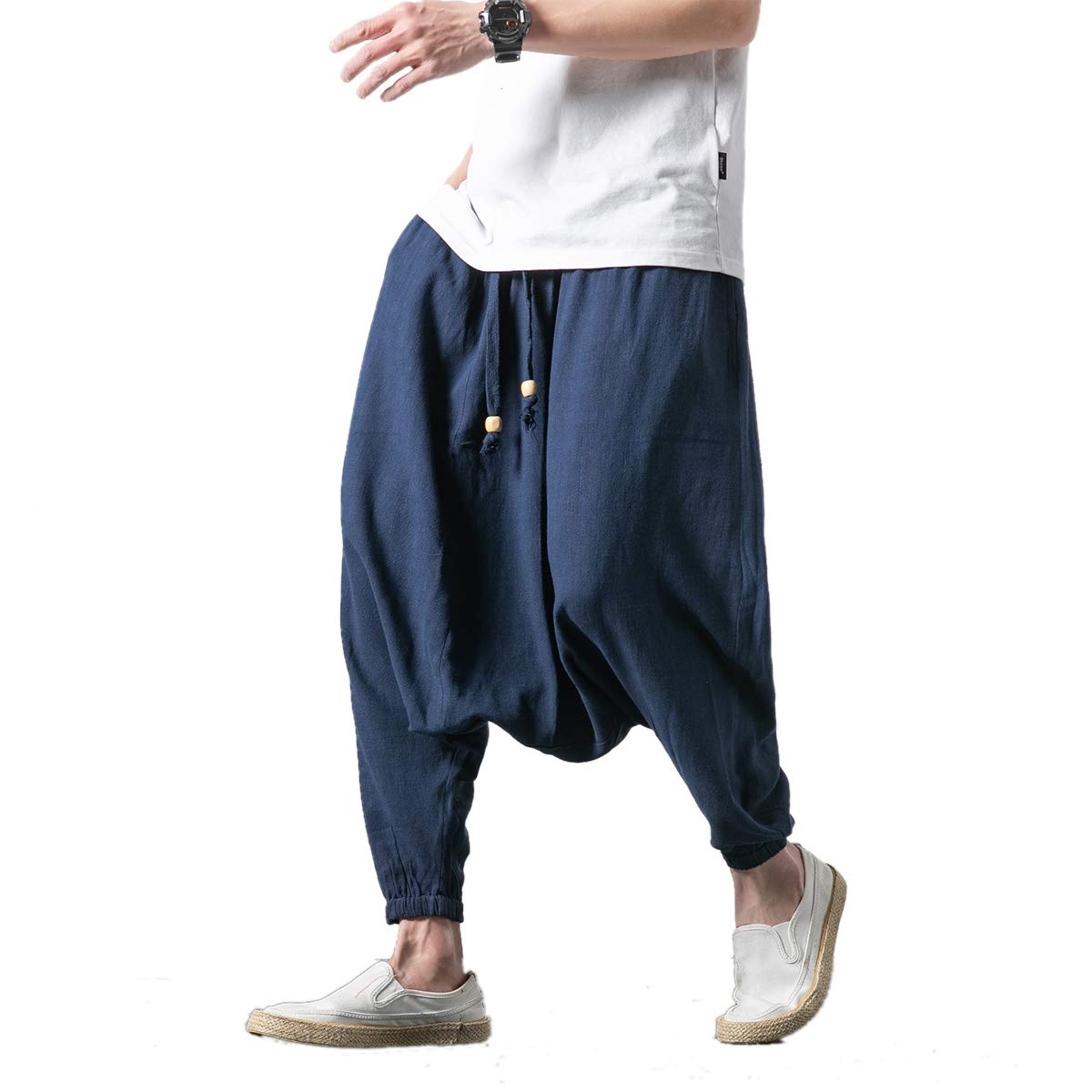 Seidarise Men's Harem Pants - Drop Crotch Lounge Pants, Plus Size Genie Pants & Balloon Yoga Joggers for Men | Comfortable Loungewear for Yoga, Meditation and Casual Wear