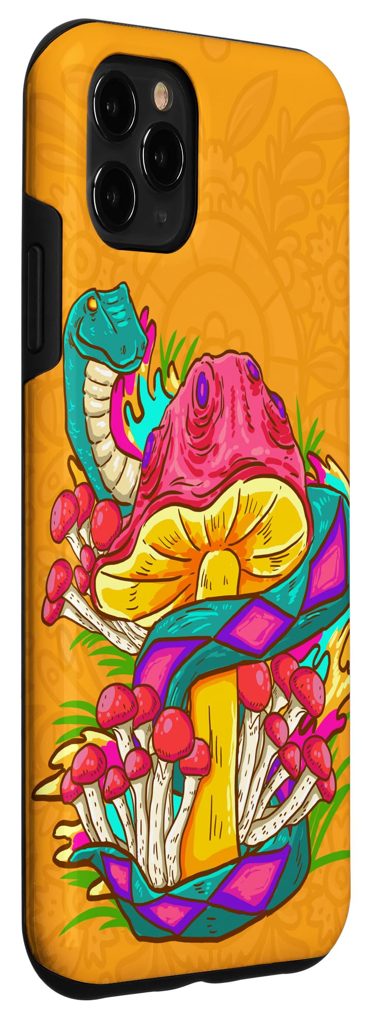 iPhone 11 Pro Max Case - Psychedelic Snake & Magic Mushroom Design - Durable Protective Cover - Perfect for Music Festivals, Rave Parties & Unique Gifts