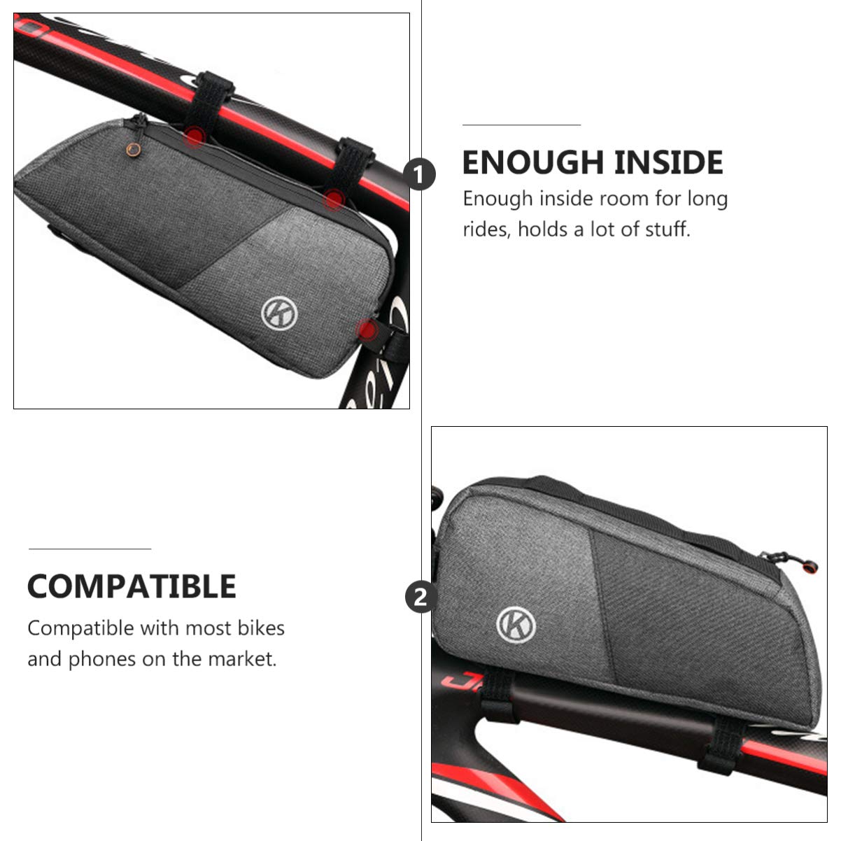 1pc Bike Front Frame Bag - Waterproof Cycling Pouch for Phone, Keys & Essentials - Perfect for Mountain Biking, Commuting & Road Trips