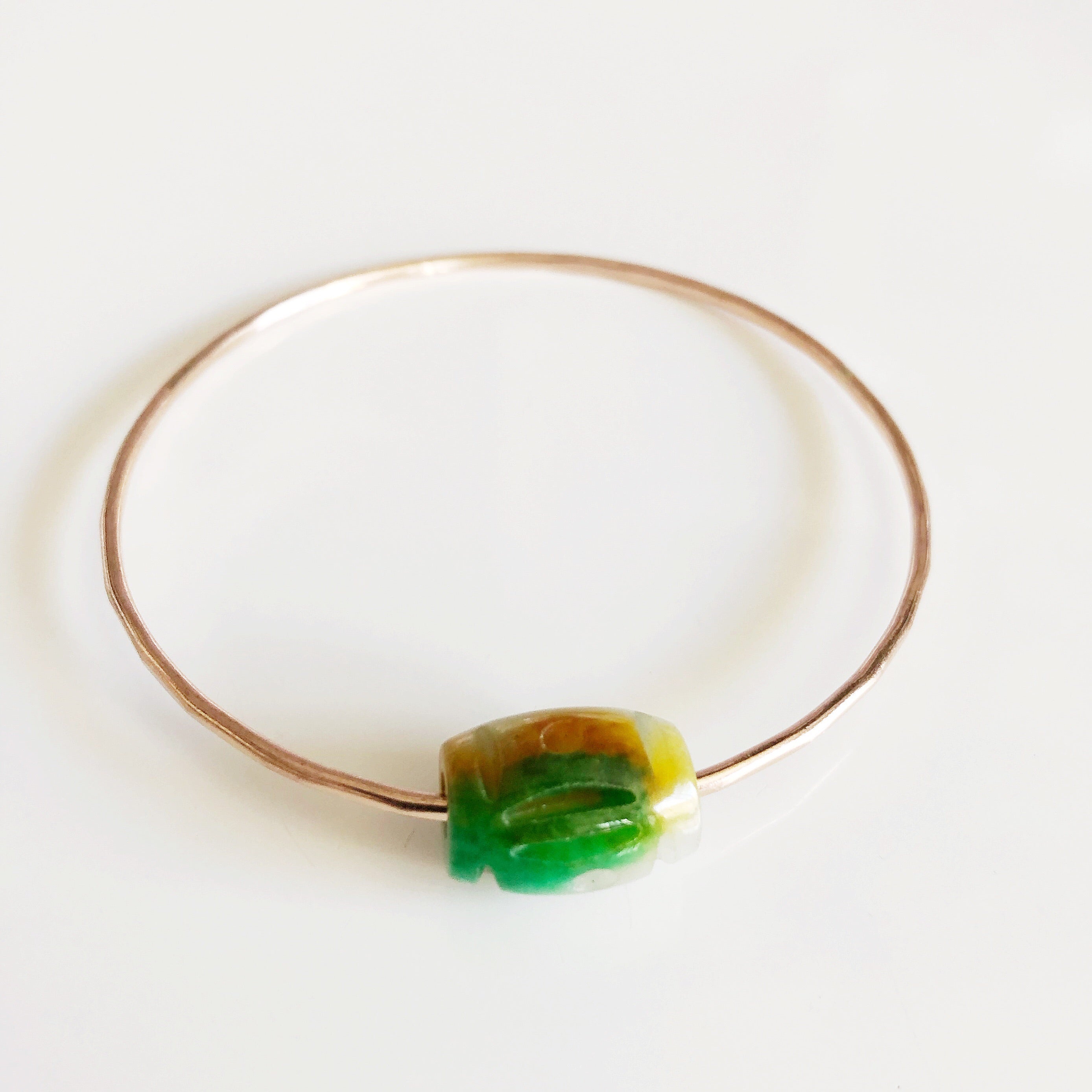 KEIKE Multicolor Carved Jade Bead Bangle Bracelet (B405) - Elegant Handmade Jewelry for Women, Perfect for Parties, Weddings & Daily Wear