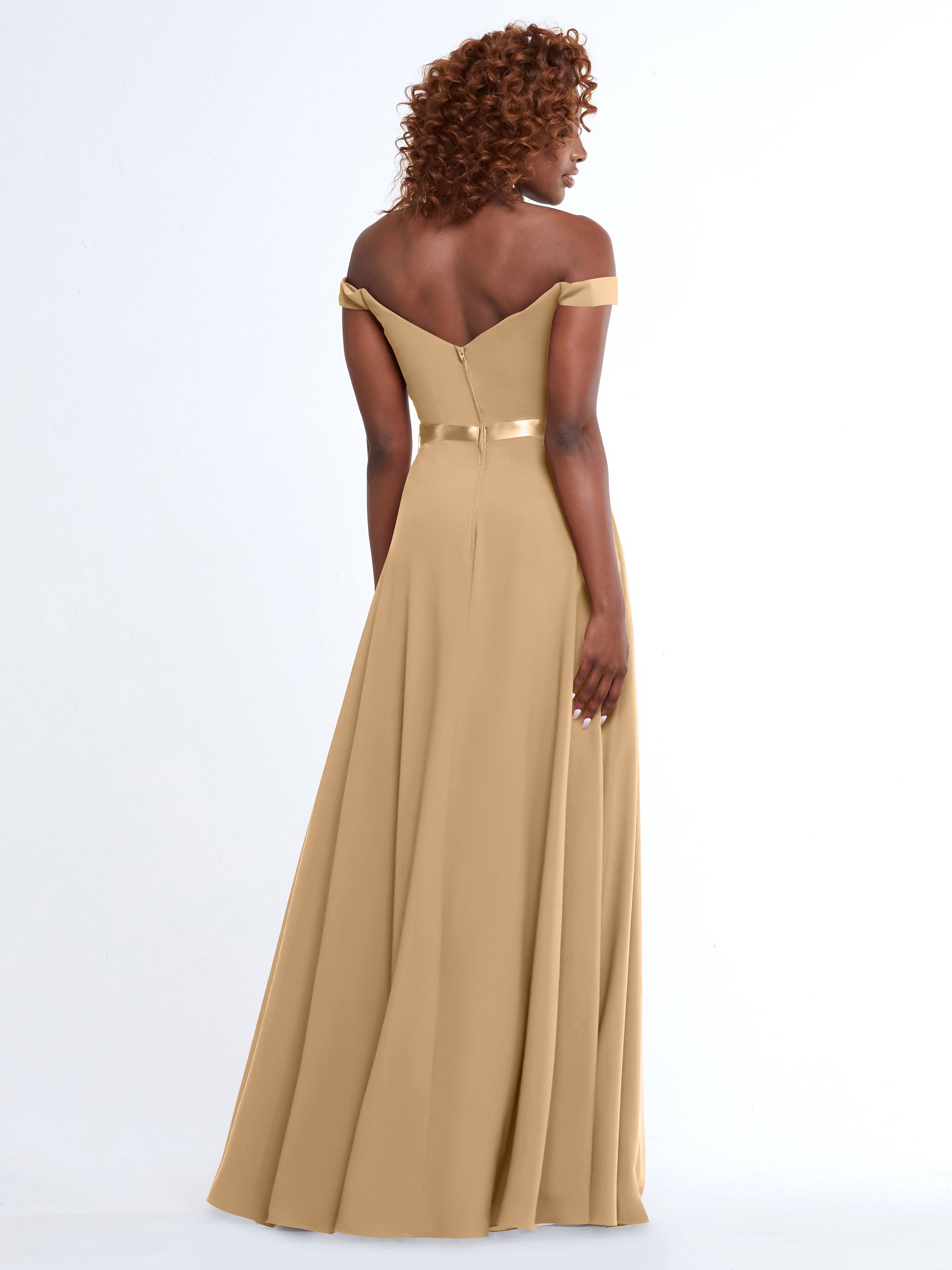Elegant Off-the-Shoulder A-Line Chiffon Bridesmaid Dress with Sash - Size 80100 - Perfect for Weddings, Formal Events & Special Occasions