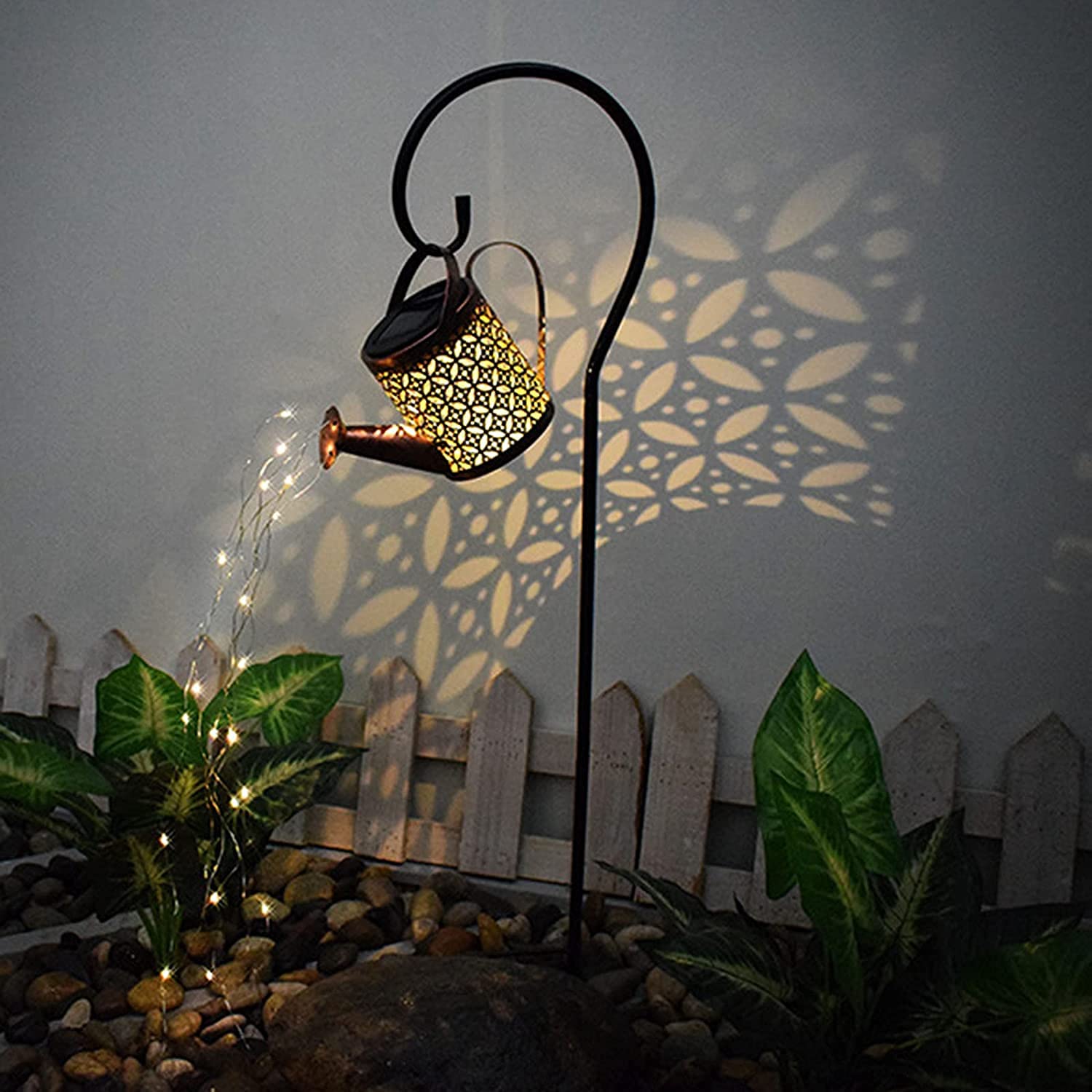 **Solar Powered LED Watering Can Garden Light - Star Shower Fairy Lights with Bracket for Outdoor Patio, Yard, Lawn & Pathway Decoration | Perfect for Parties, Weddings & Holiday Decor**