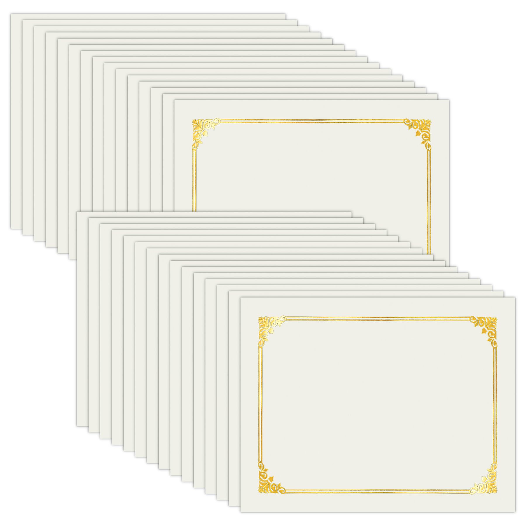 HAUTOCO 30-Pack White Diploma Certificate Holders with Gold Foil Border - Letter Size 8.5x11 Document Covers for Awards, Graduation & Professional Use - Perfect for School Diplomas, Office Certificates & Presentation Documents