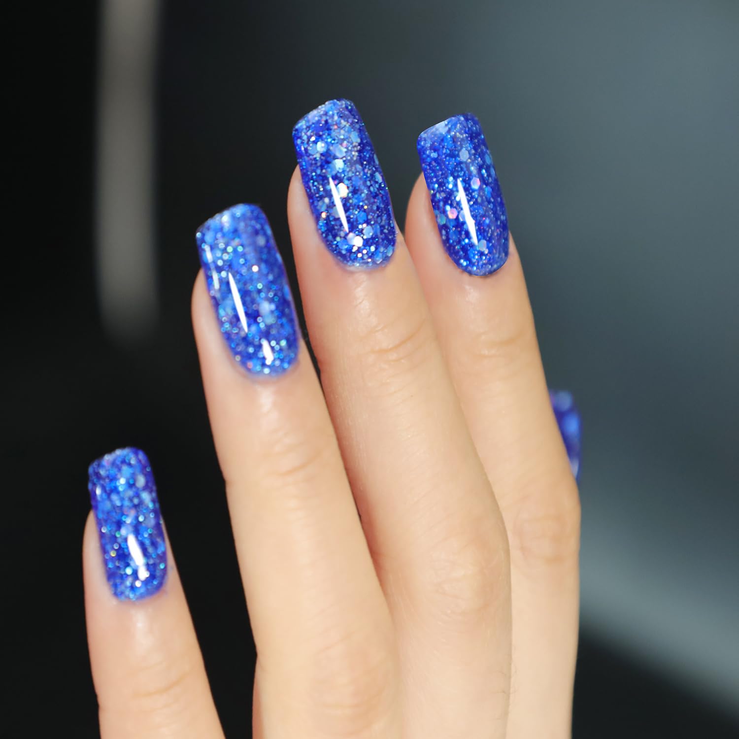 Blue Diamond Glitter Gel Nail Polish - Holographic Soak Off UV/LED Gel for Trendy Summer Nail Art | DIY Manicure Kit for Women & Girls | Perfect for Parties, Weddings & Special Occasions