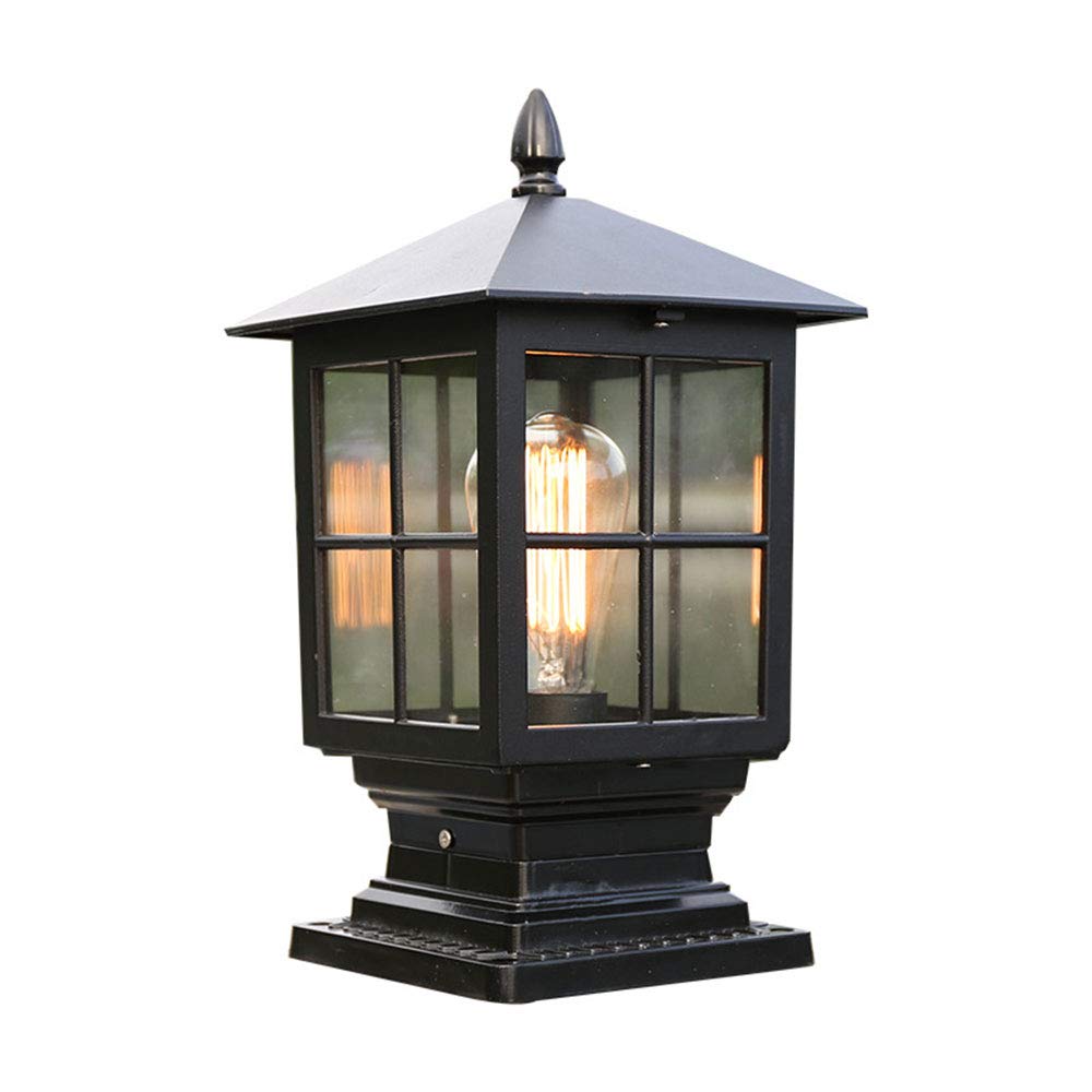 Waterproof IP54 Retro Column Head Lamp - Outdoor Garden Lighting for Terrace, Balcony, Villa & Park | E27 Post Light for Landscape, Lawn & Pillar Decoration | Weather-Resistant European Design