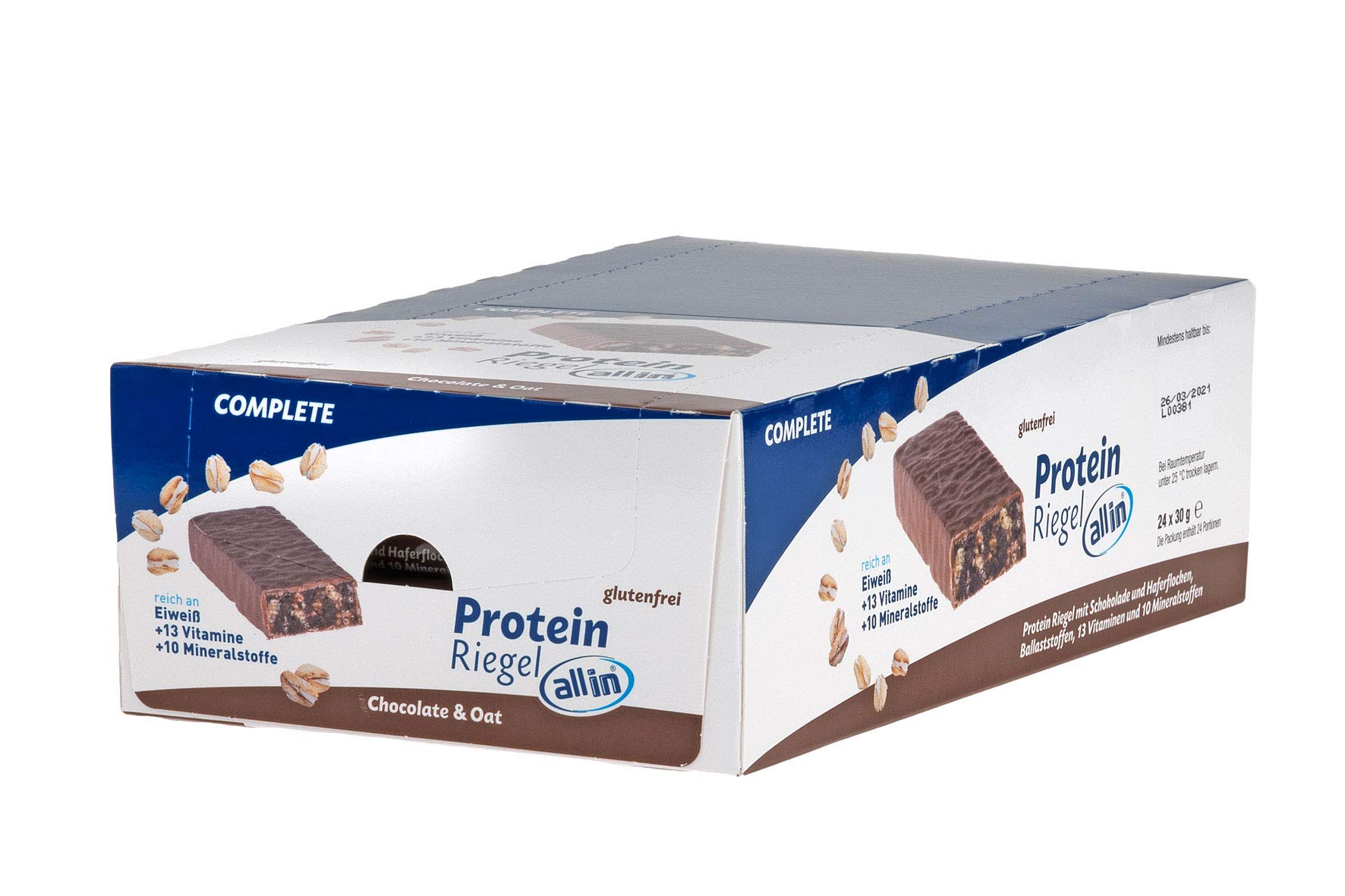 All in® COMPLETE Protein Bar Chocolate & Oat 24x 30g - High Protein Snack with Chocolate and Oatmeal | Meal Replacement Bar for Fitness, Weight Loss & Post-Workout Recovery | Gym Food, Healthy Snack for Active Lifestyle