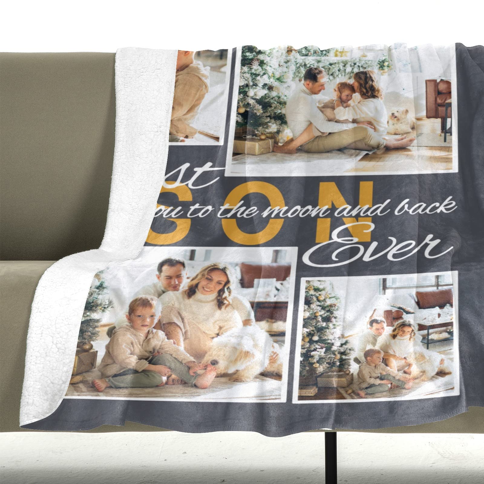 Personalized Photo Blanket - Customized Fleece Blanket with Pictures for Mom, Dad, Kids, Couples & Friends - 30x40 Inch Sherpa Throw - Perfect for Birthdays, Anniversaries & Gifts