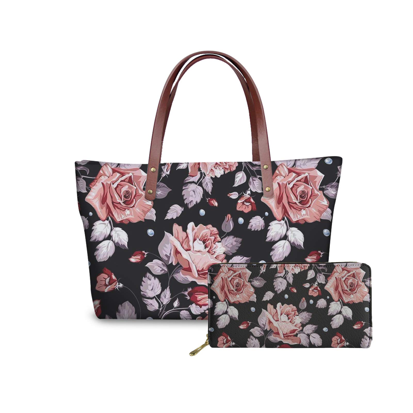 Premium Genuine Leather & Polyester Women's Handbags - Fashion Tote, Top Handle Satchel & Shoulder Bags with Matching Wallet (Perfect for Work, Travel & Daily Use)