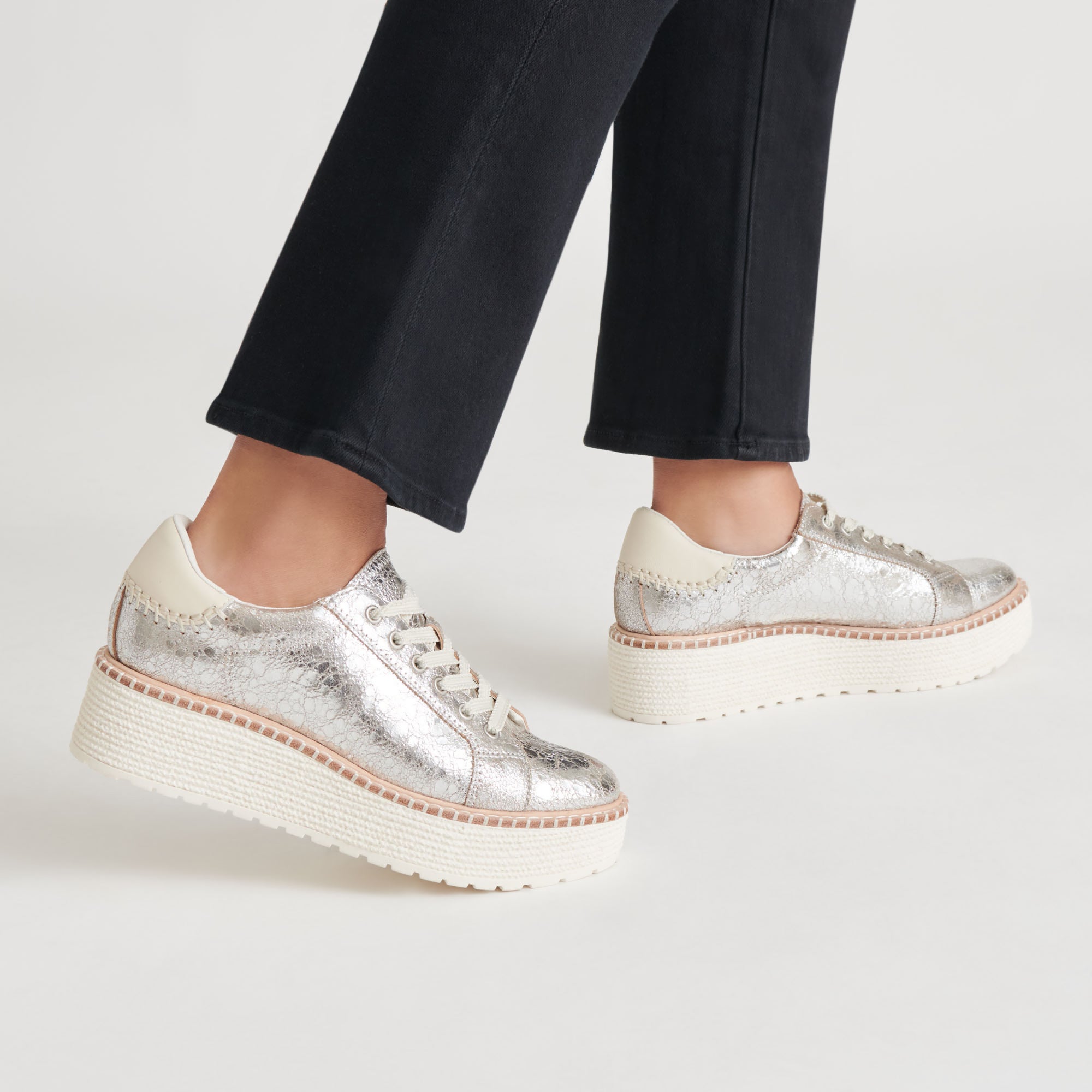 Twain Sneakers for Men & Women - Silver Crackled Leather Fashion Shoes - Comfortable & Stylish for Casual Wear, Walking & Daily Outfits