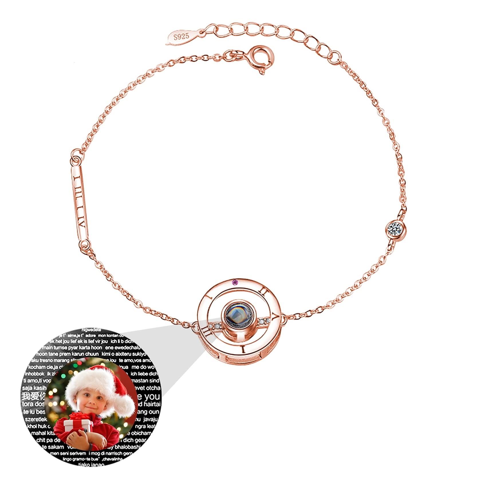 Custom Photo Projection Bracelet - Personalized Engraved Memory Bracelet for Women - Christmas, Thanksgiving, Birthday Gift - 100 Language Options - Perfect for Anniversaries, Mother's Day & Special Occasions