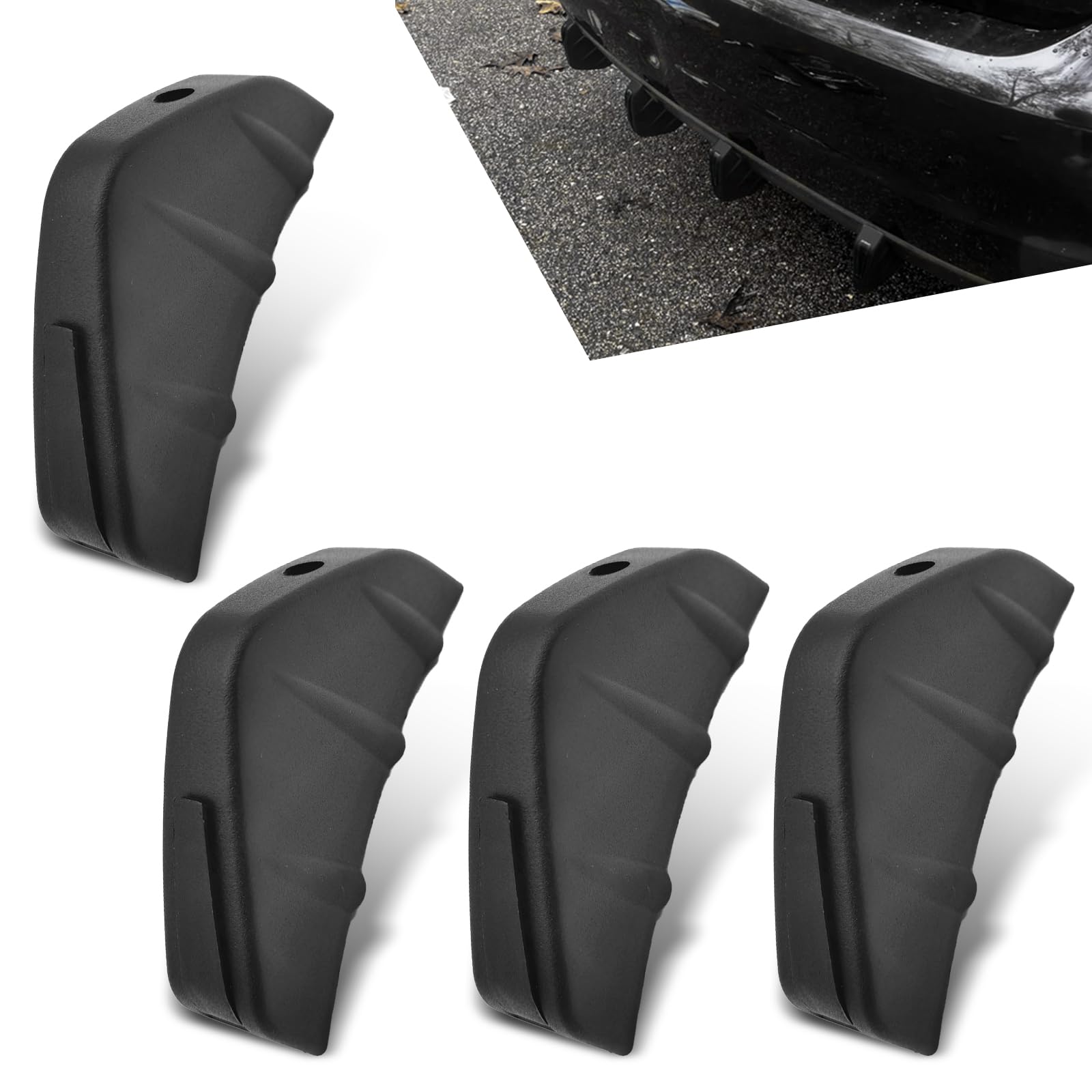 4 PCS Universal Car Lower Bumper Lip Diffuser - Waterproof Rear Splitter Spoiler Wing for SUV Truck Sedan | Durable Anti-Crash Protection & Stylish Decoration | Perfect for Street Racing, Car Shows & Daily Driving (Black)