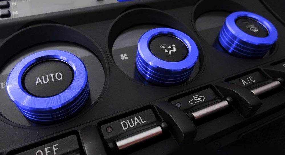 Blue AC Climate Control Switch Knob Ring Covers for Scion FR-S, Toyota 86, Subaru BRZ - Upgrade Interior Accessories for Car Dashboard Customization & Enhanced Driving Comfort