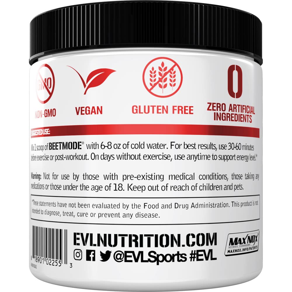 EVLution Nutrition BeetMode Pre-Workout Powder - Black Cherry Flavor (195g) | Natural Energy & Endurance Booster for Athletes & Fitness Enthusiasts