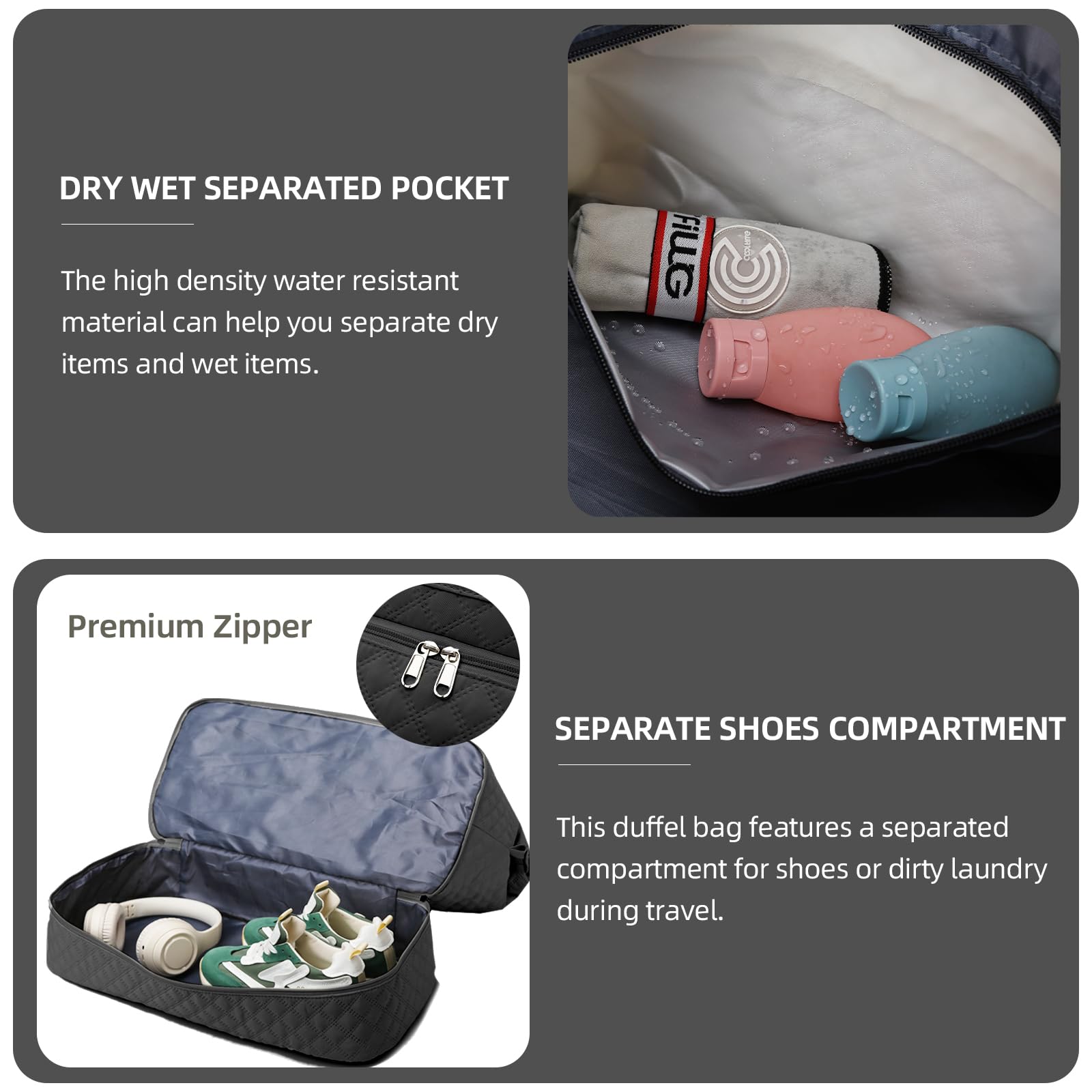 Women's Weekender Duffle Bag with Shoe Compartment - Gym & Travel Carry On for Overnight Trips