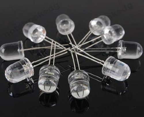 50pcs Ultra Bright 10mm Round Green LED Lights - 26000MCD High Intensity for DIY Electronics, Automotive Lighting, and Home Decoration Projects