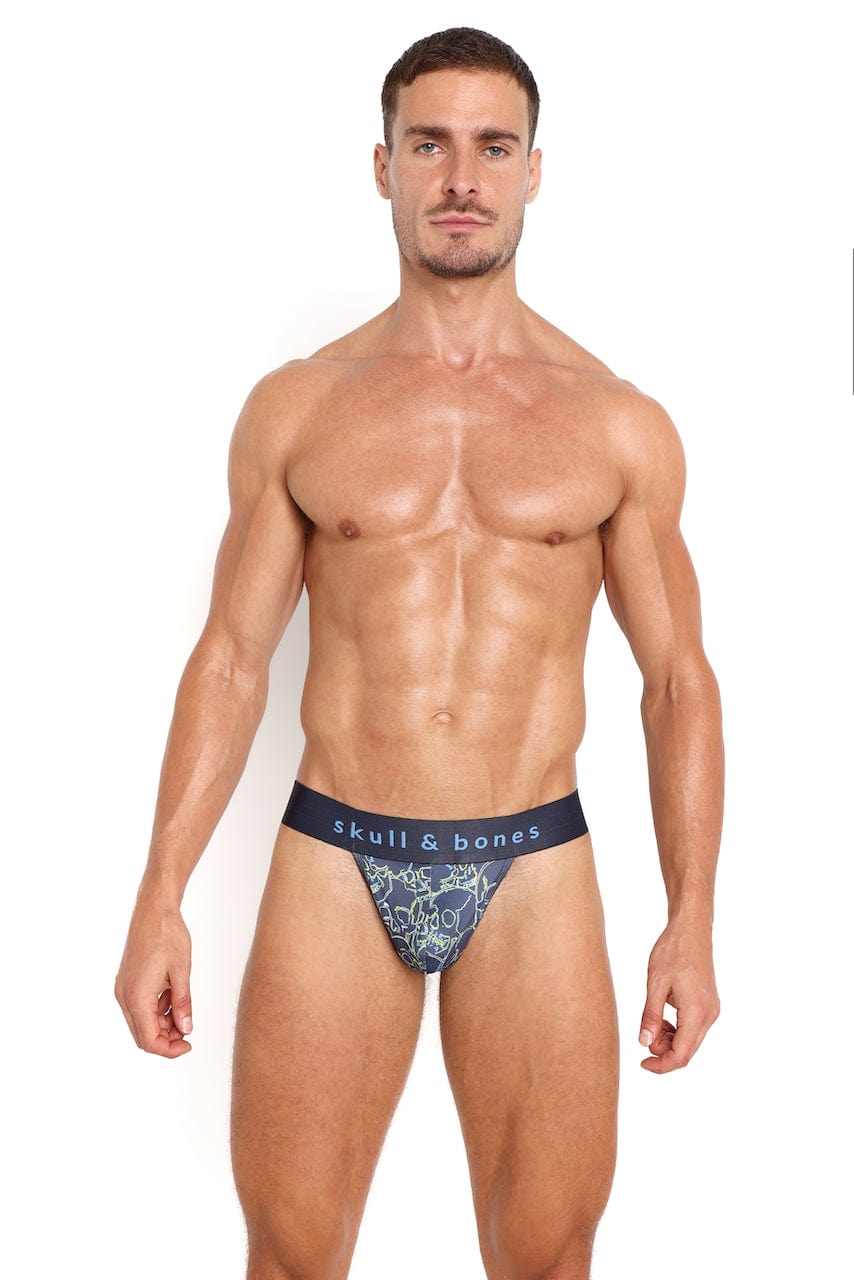Outline Tossed Skulls Thong - Sexy Lingerie for Women, Comfortable Underwear with Skull Print, Perfect for Halloween, Valentine's Day & Intimate Moments