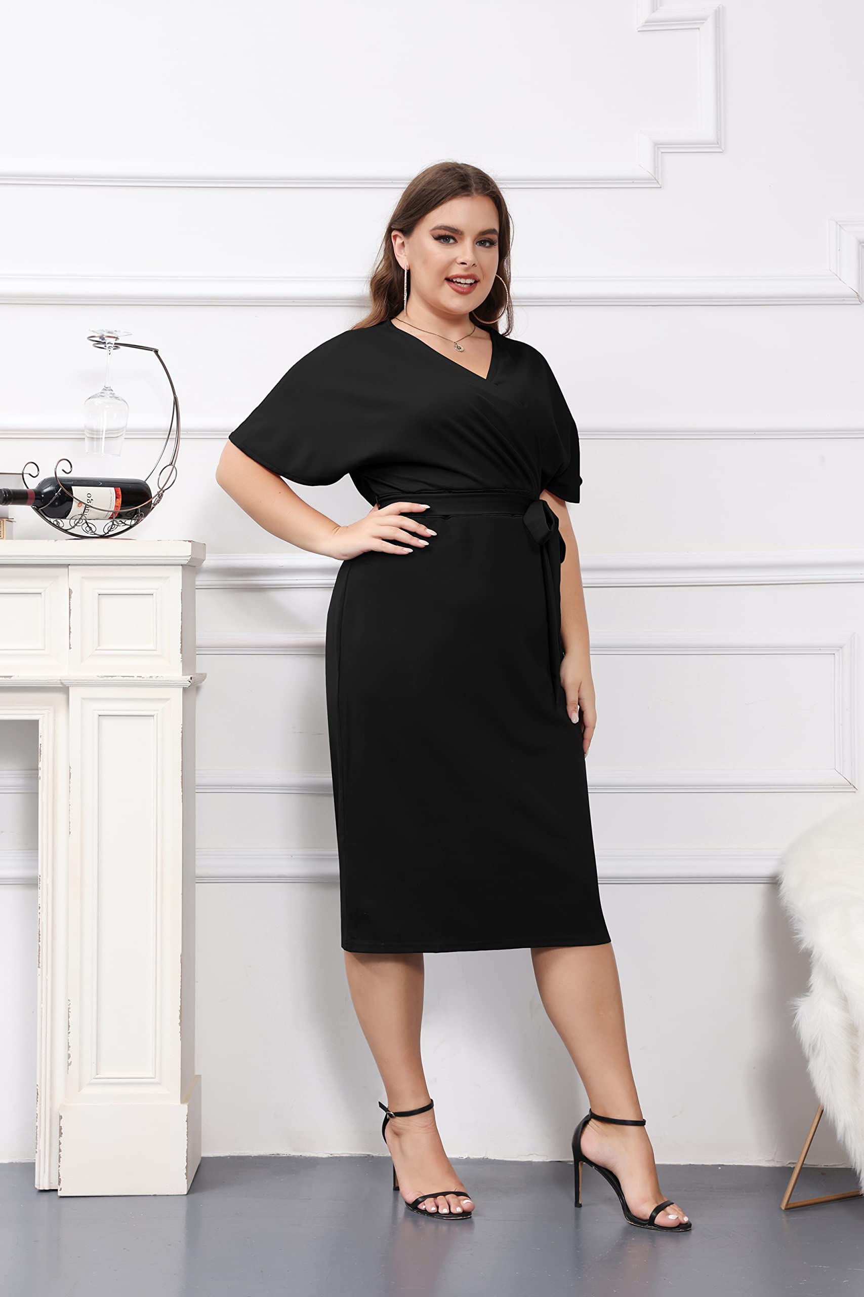 GRACE KARIN Women's Professional Pencil Dress - Short Sleeve Office Work Dress for Wedding Guest, Cocktail Party & Business Events | Slim Fit Formal Dress for Women | Perfect for Work, Networking & Special Occasions