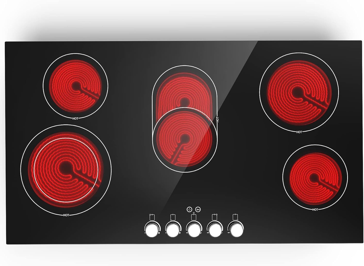 VBGK 36 Inch 240V 8600W Induction Cooktop - Built-in & Countertop Electric Stove with Knob Control, 9 Heating Levels, Timer & Child Safety Lock - Perfect for Modern Kitchens, Home Cooking & Professional Chefs