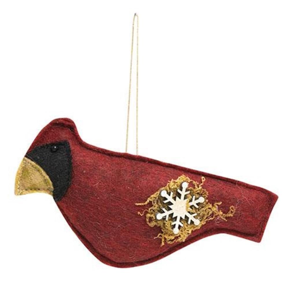 Handmade Felt Cardinal Bird with Snowflake Christmas Ornament - Perfect for Holiday Tree Decorations, Gift Giving, and Winter Home Decor