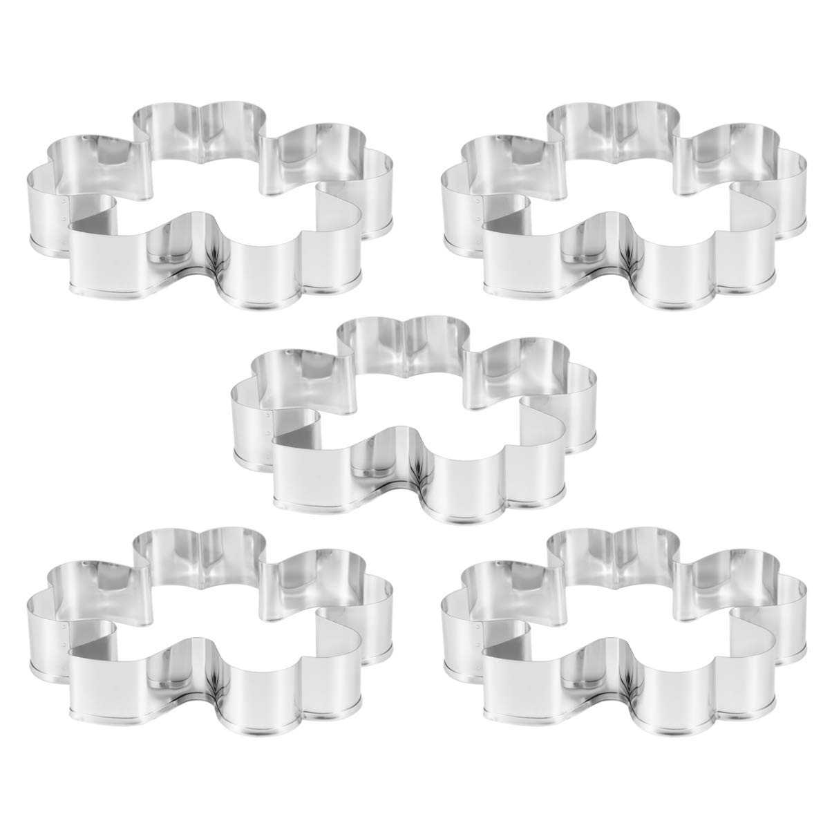 Stainless Steel Clover Cookie Cutter Set - 5pcs Four Leaf Clover Biscuit Molds for Baking, DIY Treats & Decorations - Perfect for St. Patrick's Day, Spring Parties & Holiday Cookies (Large Size)