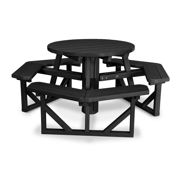 POLYWOOD 36-Inch Round Outdoor Picnic Table - Durable All-Weather Resin Furniture for Patio, Garden, Backyard & Poolside Dining