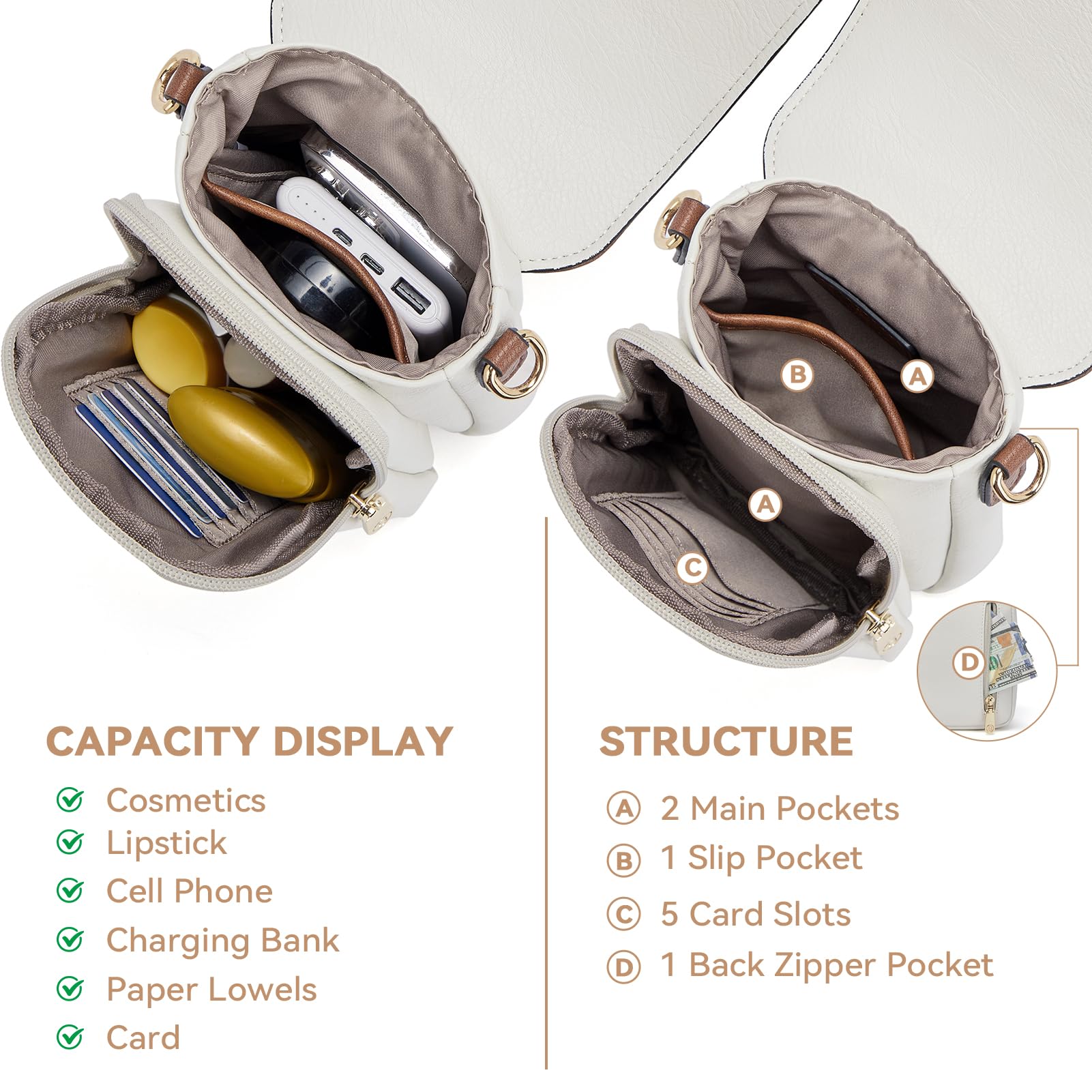 BOSTANTEN Women's Small Crossbody Bag Leather Phone Purse with Card Slots - Stylish Wallet Handbag for Everyday Use, Travel & Shopping