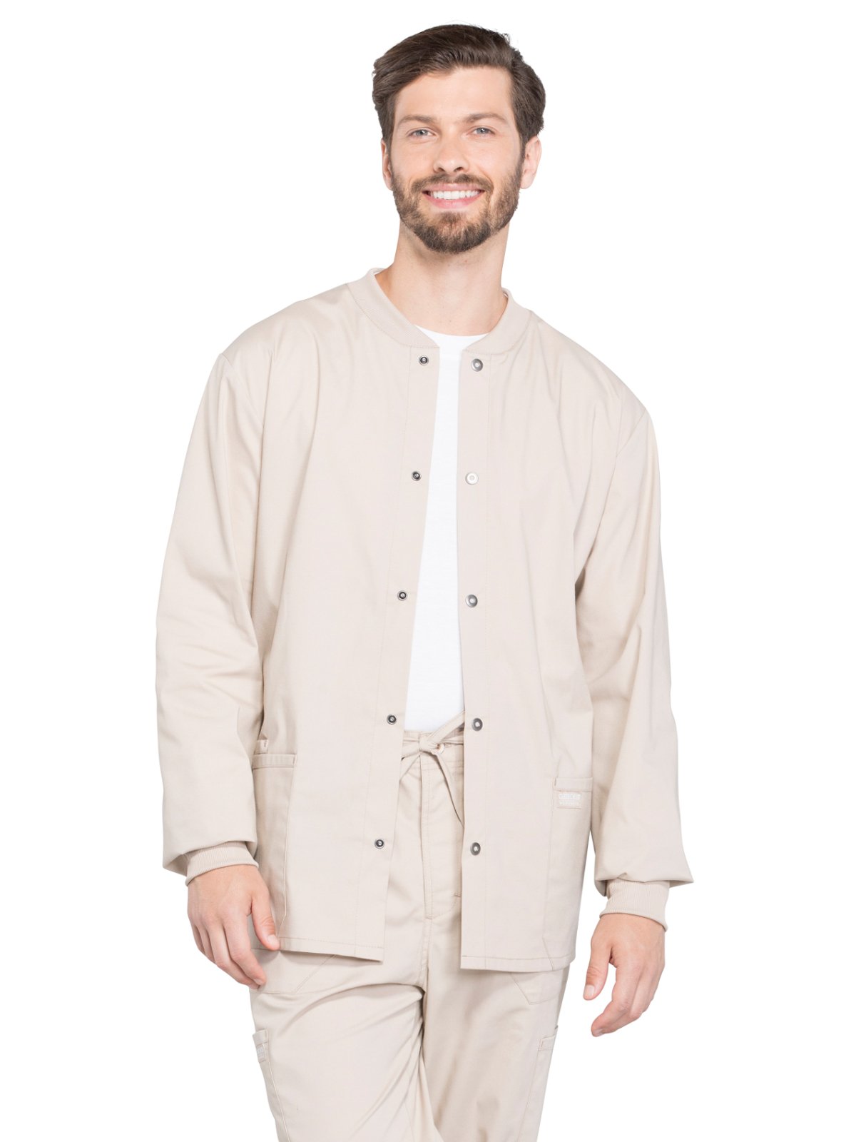 Cherokee Men's Warm Up Scrubs Jacket - Snap Front Workwear for Medical Professionals WW360 - Perfect for Hospitals, Clinics & Healthcare Settings