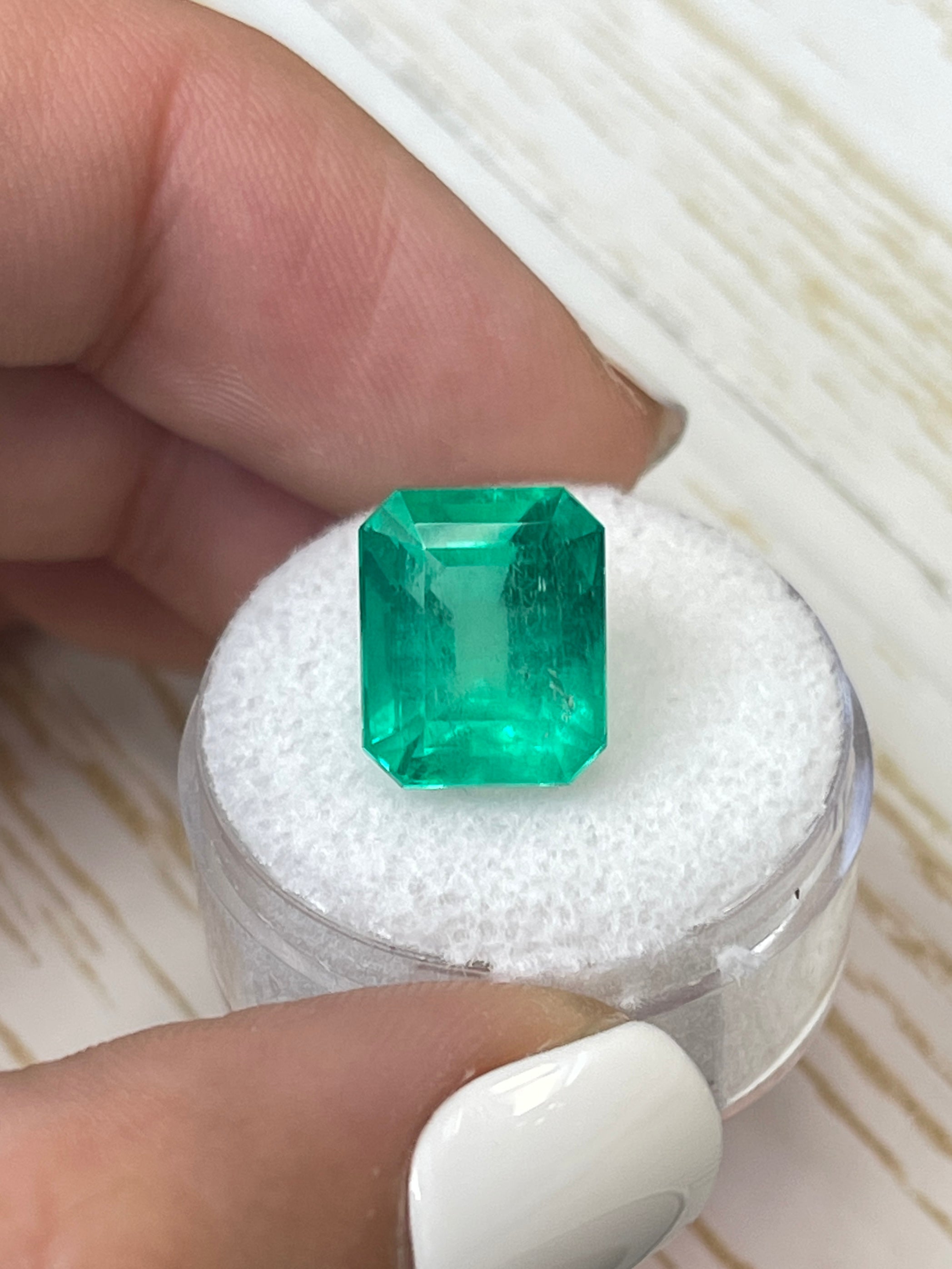 7.81 Carat 12x10mm Loose Colombian Emerald Gemstone - Emerald Cut for Jewelry Making, Engagement Rings & Luxury Gifts