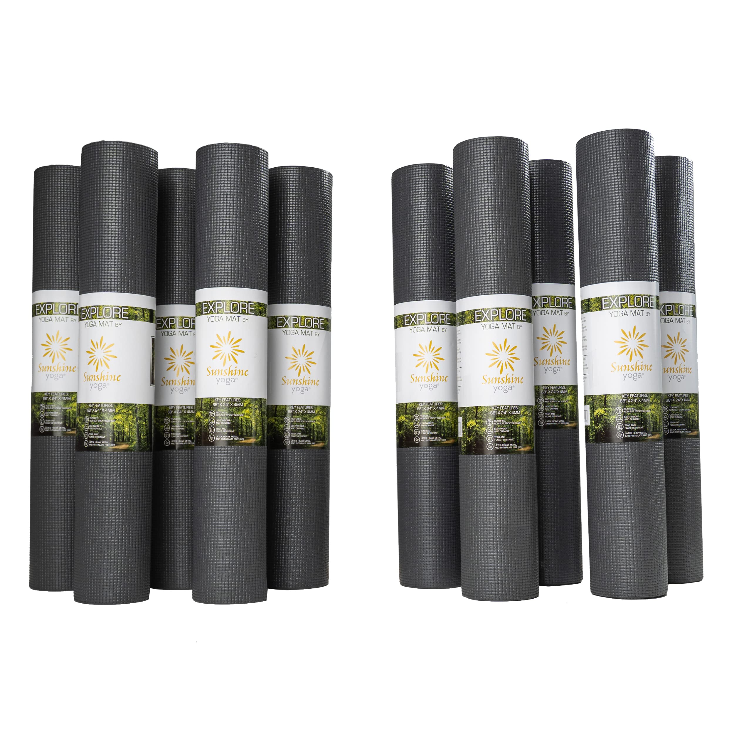 Sunshine Yoga 10-Pack Non-Slip Exercise Mats - 68