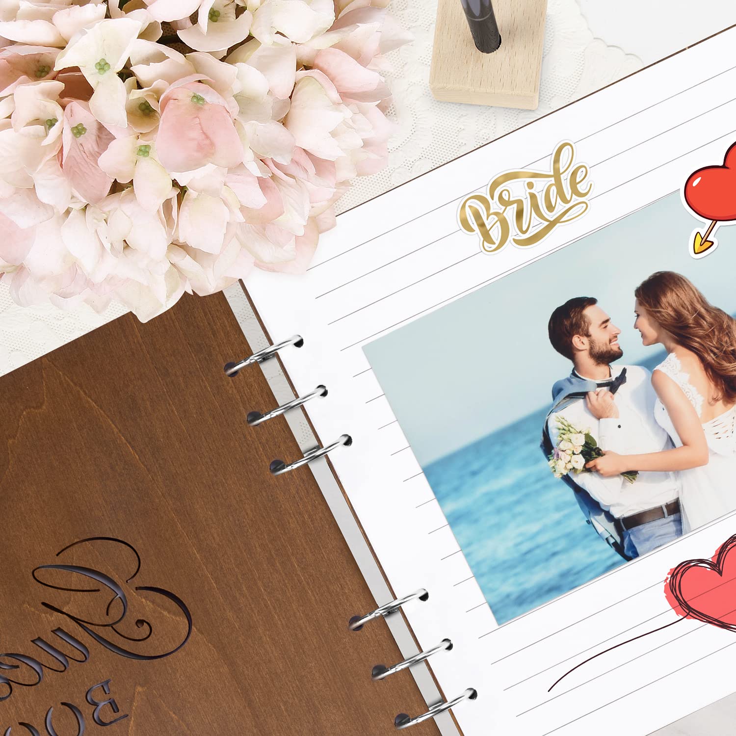 Premium Creawoo Wooden Wedding Guest Book Set - Hardcover Memory Album with 90 White Pages, Table Sign, Pen & Holder - Perfect for Weddings, Baby Showers, Birthdays & Bridal Showers - Elegant Guest Registry for Reception, Anniversary & Special Events