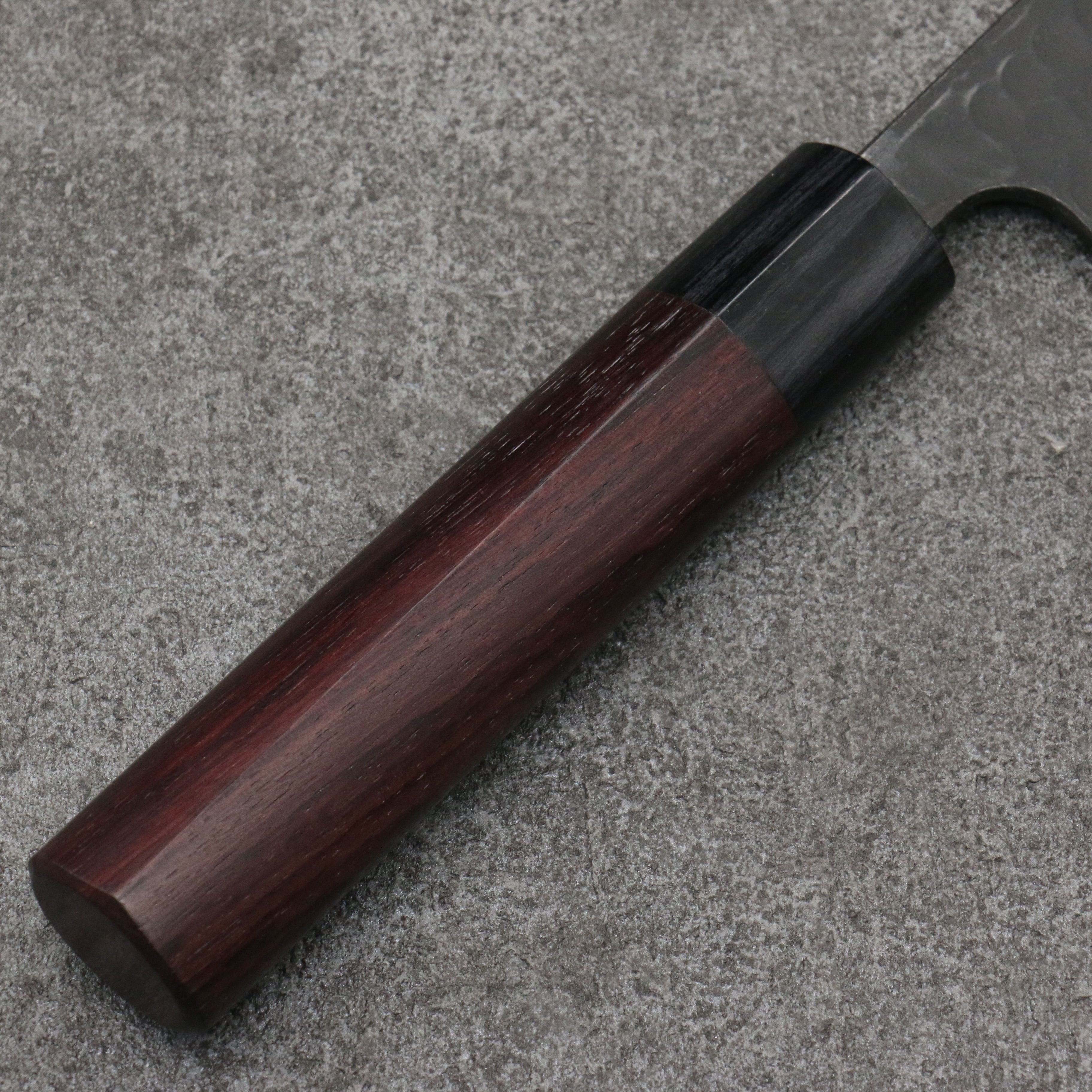 Premium Nao Yamamoto Blue Steel Kurouchi Santoku Knife 170mm - Shitan Handle with Black Pakka Wood Ferrule - Perfect for Slicing, Dicing & Chopping Vegetables, Meat & Fish