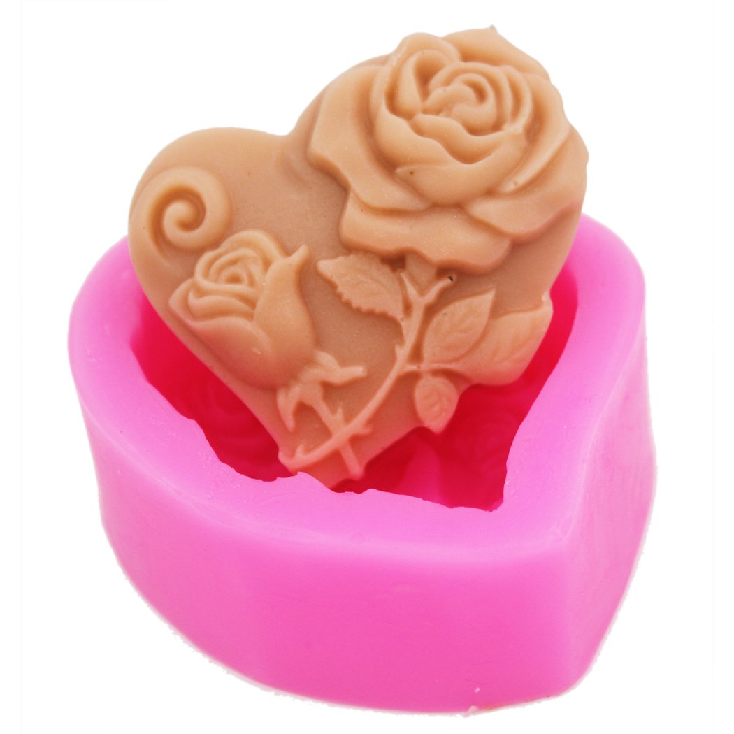 Heart Rose Silicone Soap Mold - DIY Handmade Soap Making Kit for Valentine's, Wedding Favors, Bath Bombs & Candle Making - 50110 Craft Art Molds