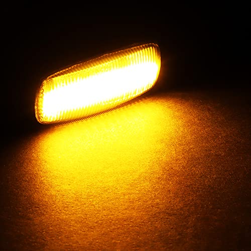 Amber LED Side Marker Lights (2PCS) - Compatible with 2005-2016 Chrysler 300, Dodge Charger, Jeep Grand Cherokee - Clear Lens Reflector Turn Signal Lights - Perfect for Night Driving & Enhanced Vehicle Safety