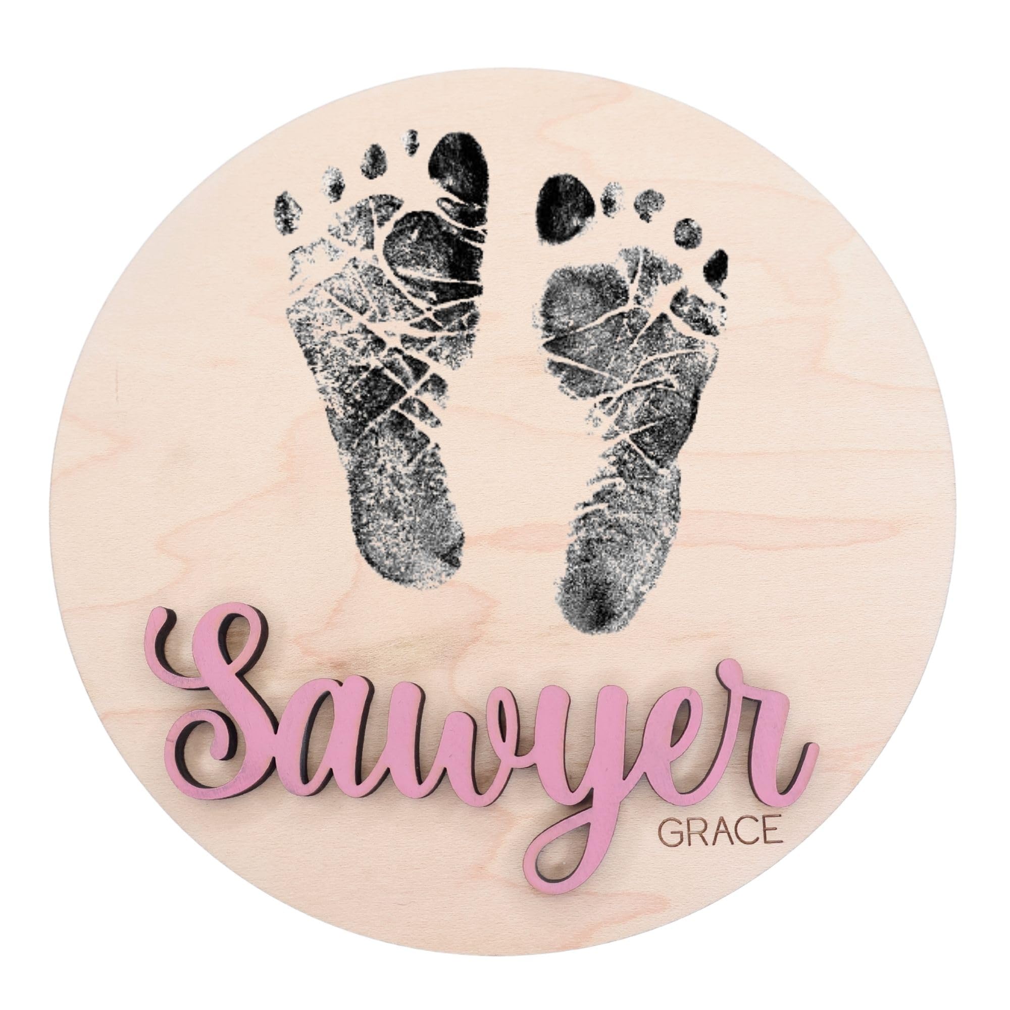 Baby Stats & Footprint Sign for Newborn Hospital Announcements - Custom Birth Photo Prop with Laser-Engraved Footprint - Perfect for First Photos, Nursery Decor, and Cherished Keepsakes