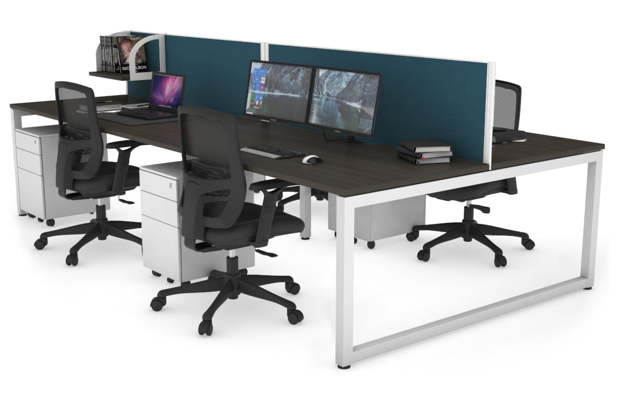Quadro Loop Legs 4 Person Office Workstation - 1800L x 800W with Cable Management Scallop - Ideal for Collaborative Workspaces & Open Office Environments