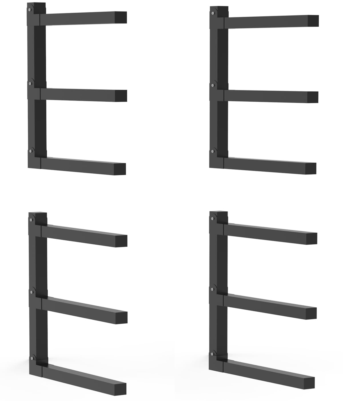 Tigerden Heavy Duty 3-Tier Wall Mounted Metal Lumber Storage Rack - Indoor Outdoor Garage Workshop Organizer for Wood, Tools & Supplies (2 Pack) - Perfect for DIY Projects, Home Improvement & Clutter-Free Storage
