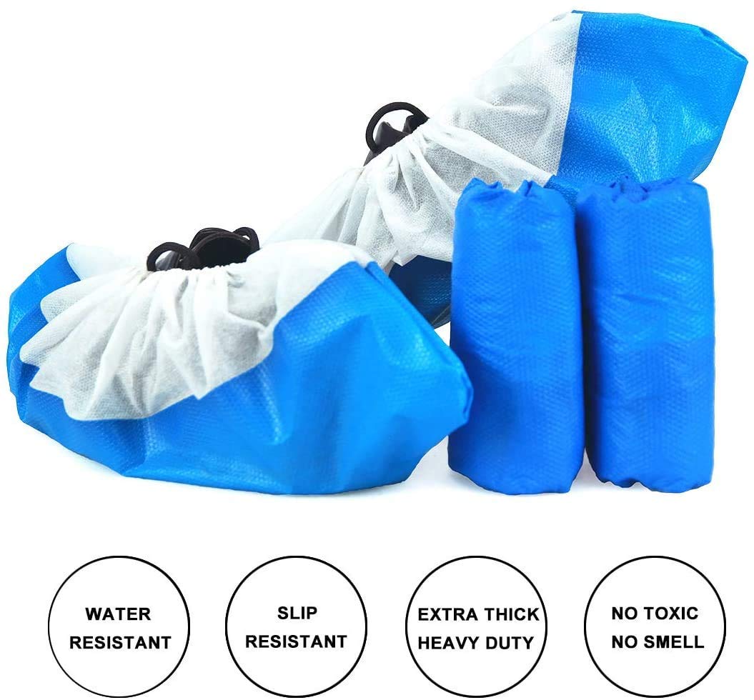 500 Pack Disposable Waterproof Shoe Covers - Non Slip, One Size Fits All Up to XL - Ideal for Indoor Cleaning, Hospital Visits, Home Renovation & Pet Care